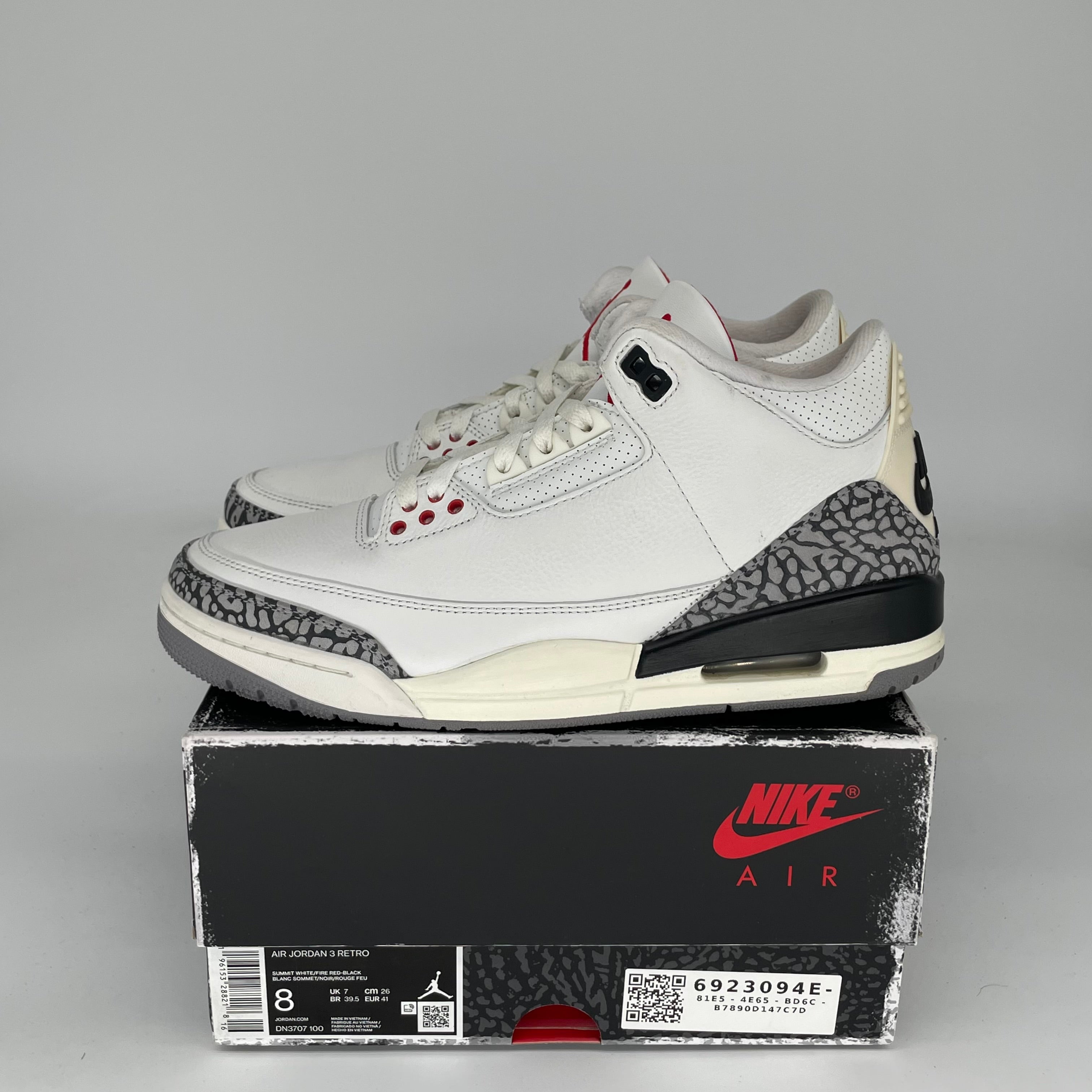 Original Air Jordan 3 White Cement Reimagined - Men's Size 8 (DN3707-100) - Retro Basketball Shoes for Streetwear & Sneaker Collection