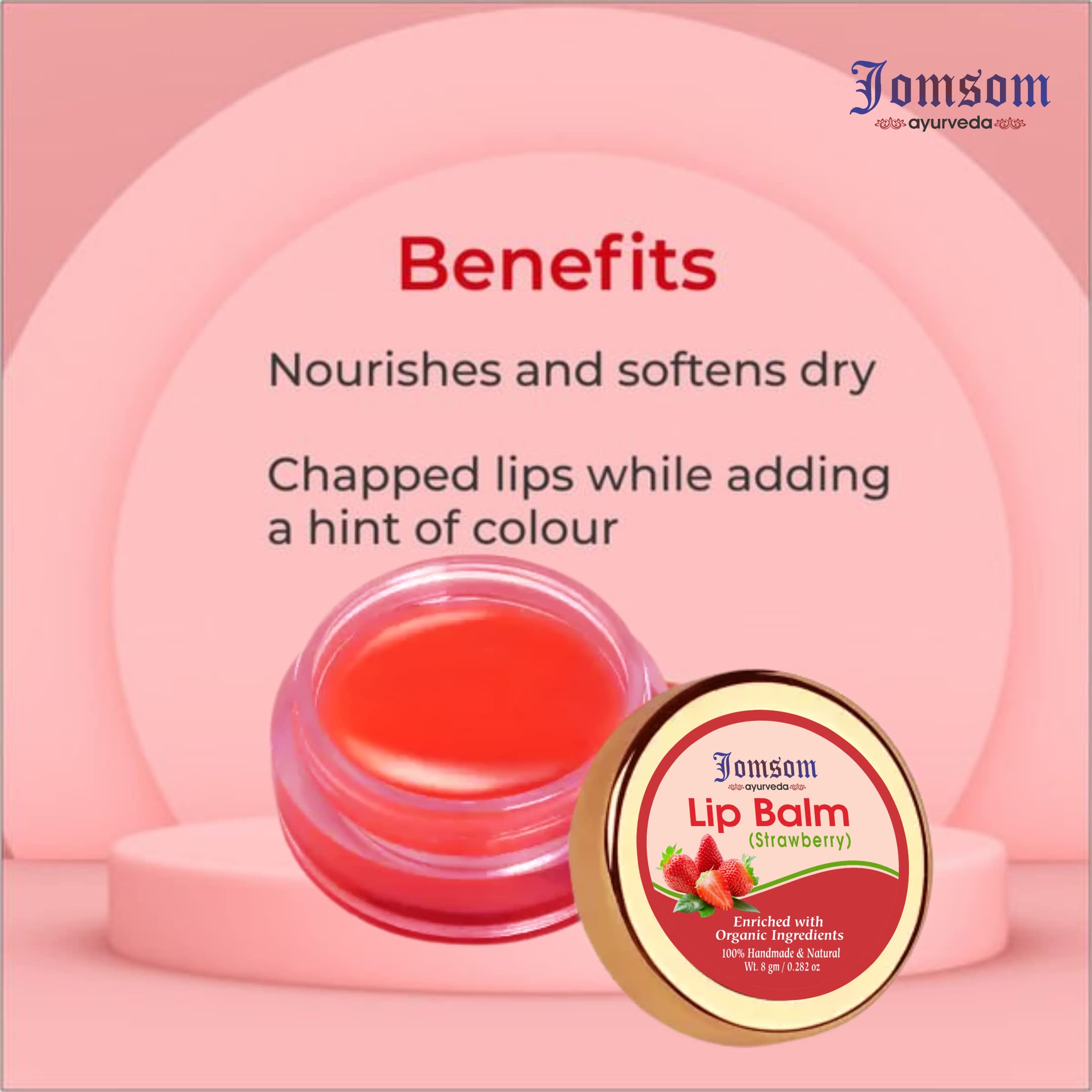 Organic Strawberry Lip Balm with SPF 30 & Vitamin C+E - Moisturizing, Lightens Dark Lips & Reduces Pigmentation - 12g Natural Lip Care for Soft Pink Lips - Perfect for Daily Use, Sun Protection & Night Lip Treatment