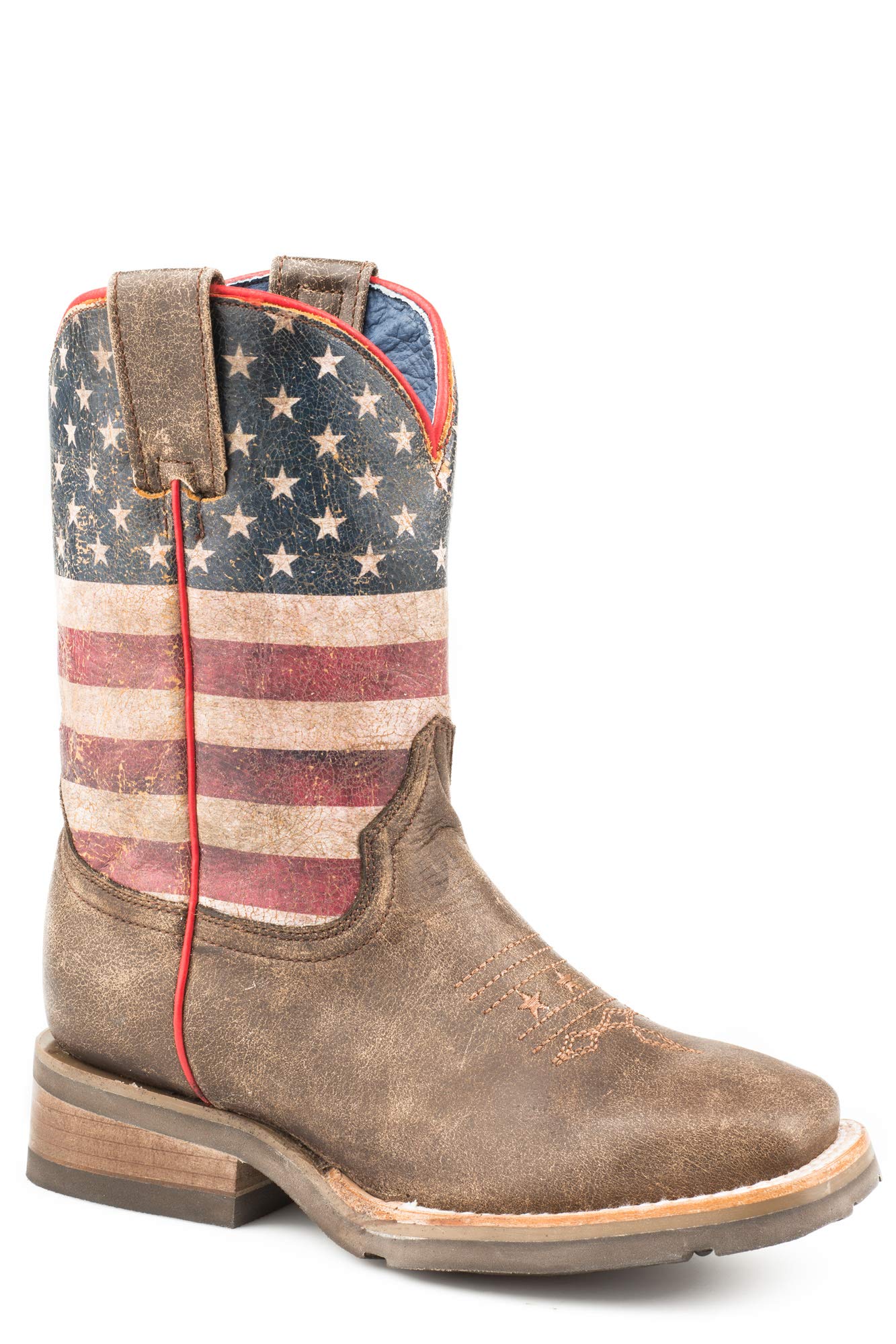 ROPER Kids Square Toe Printed Flag Boots - Comfortable Western Cowboy Boots for Boys & Girls | Perfect for Rodeo, Country Dance & Outdoor Adventures