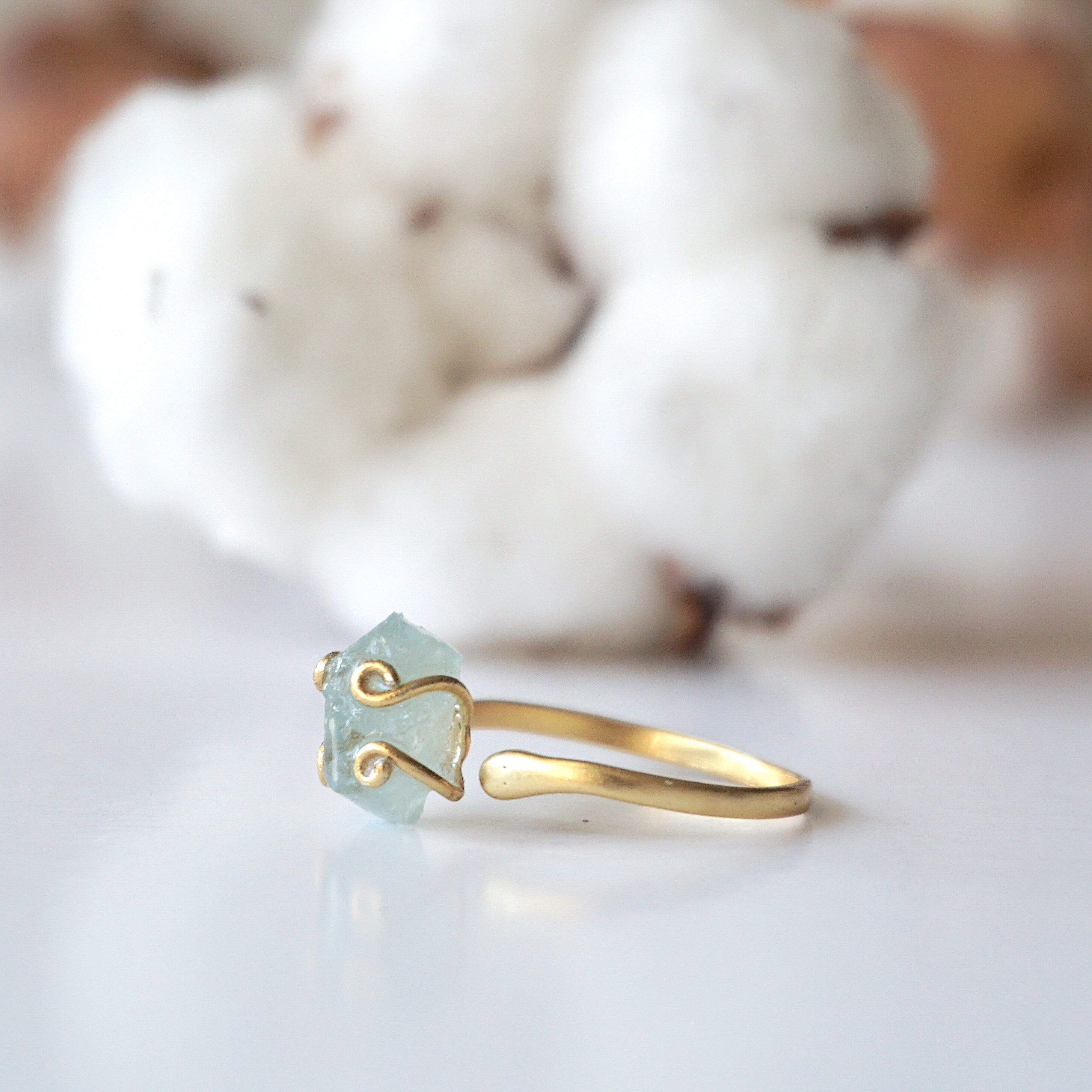 Adjustable Aquamarine 14K Gold Filled Ring for Women - Elegant Birthstone Jewelry Gift for Mother's Day, Anniversary & Special Occasions
