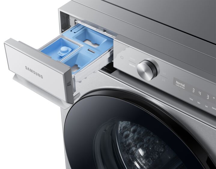 Samsung BESPOKE 6.1 cu. ft. Smart Front Load Washer with SuperSpeed & AI Technology - Stainless Steel WF53BB8700ATUS - Perfect for Large Families & Smart Home Laundry Rooms