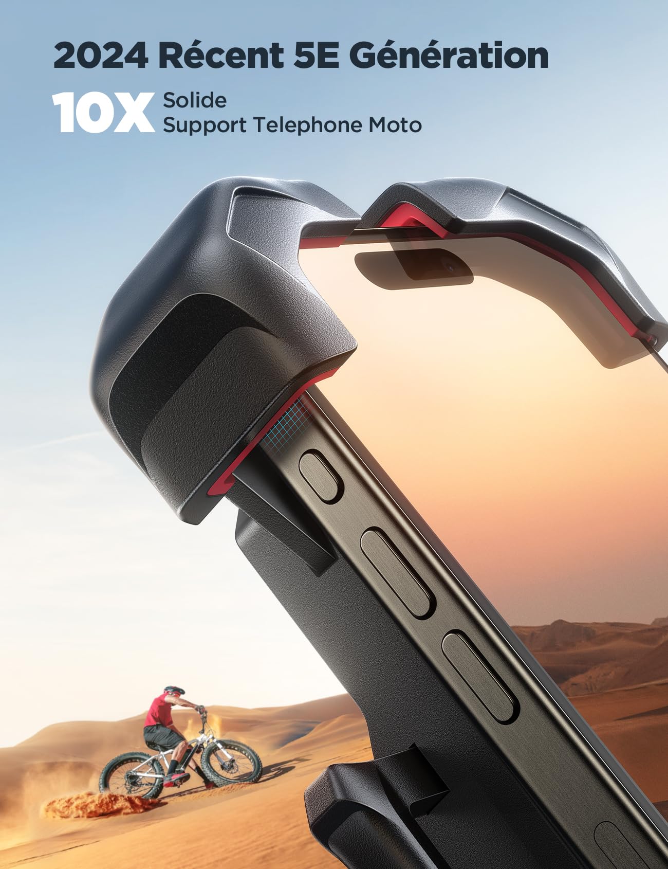 JOYROOM 2025 Bike Phone Holder - 1 Second Lock Military Anti-Vibration Motorcycle Phone Mount, Universal Handlebar Bracket for iPhone 16, Samsung S24 (4.7
