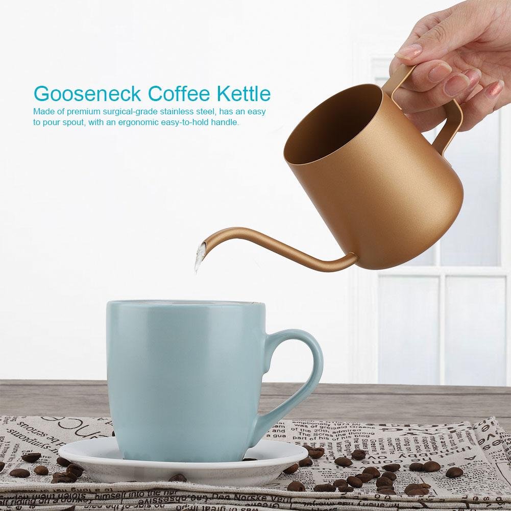 Premium 350ml Stainless Steel Gooseneck Coffee Kettle - Precision Pour Over Drip Coffee Maker & Tea Pot (Coffee Gold) - Ideal for Home Baristas, Specialty Coffee Brewing & Tea Lovers