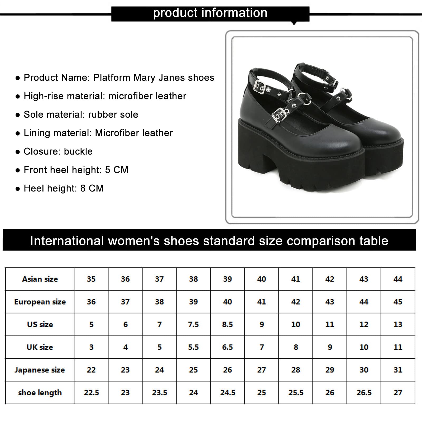 Women's Chunky Heel Mary Jane Shoes - Platform Pumps with Ankle Strap & Round Toe - Oxford Dress Shoes for Work, Uniform & Formal Occasions - Perfect for Office, Weddings & Professional Events