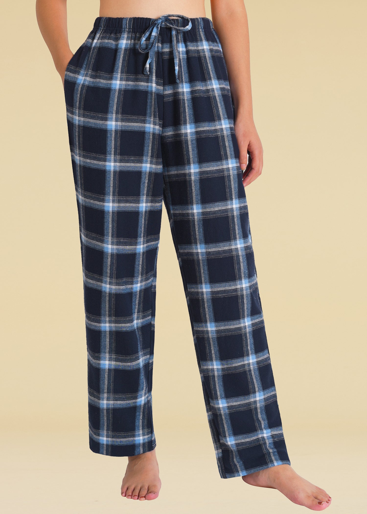 Cozy Women's Cotton Flannel Pajama Pants - Plaid Sleepwear with Pockets | Soft Lounge Pants for Relaxing at Home & Winter Nights