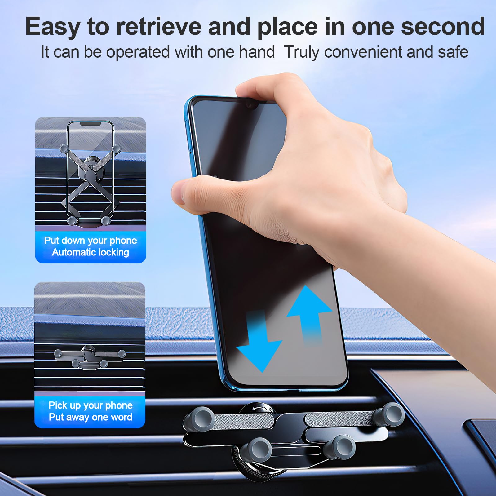 Rednow 360° Rotatable Car Vent Phone Mount - Universal Anti-Shake Air Vent Phone Holder for iPhone, Samsung & Smartphones - Black | Perfect for GPS Navigation, Hands-Free Calls & Safe Driving