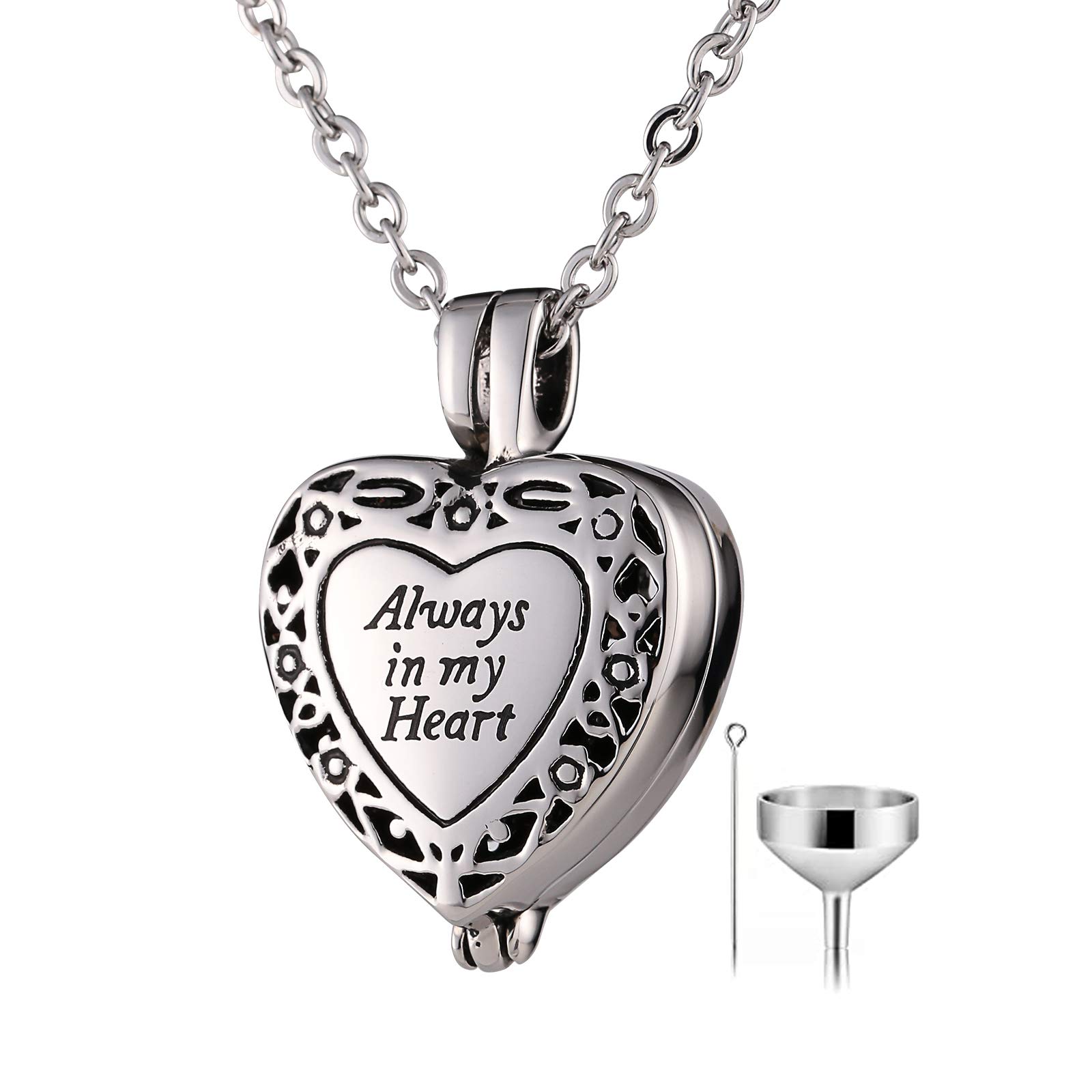 Beydodo Personalized Heart Cremation Urn Necklace - Memorial Jewelry for Ashes with Funnel Kit | Keepsake Pendant for Loved Ones | Perfect Sympathy Gift for Funeral, Remembrance & Healing
