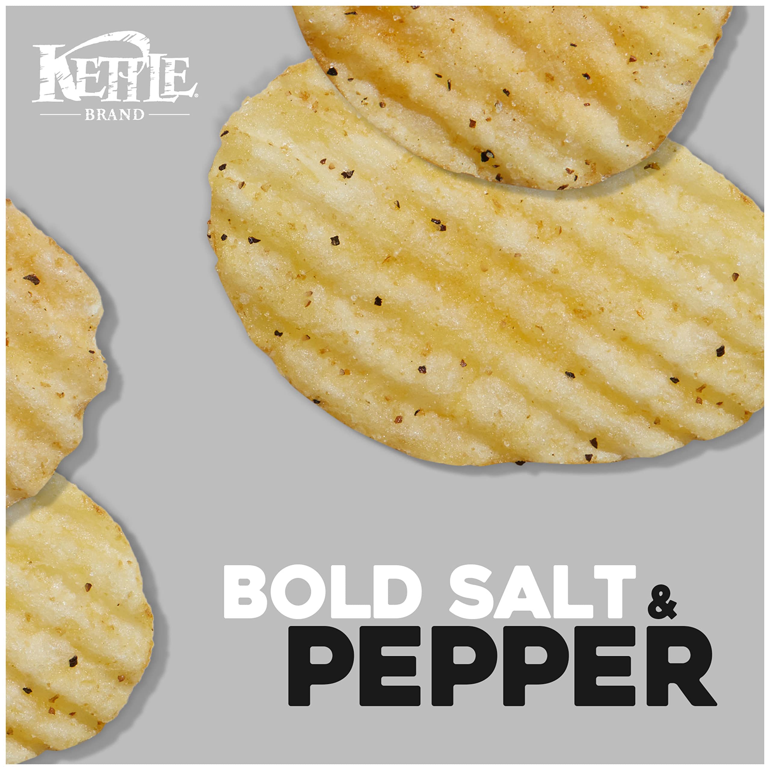 Kettle Foods Krinkle Cut Potato Chips with Sea Salt & Fresh Ground Pepper - 5 Oz Bag | Crunchy Snack for Parties, Picnics & Movie Nights