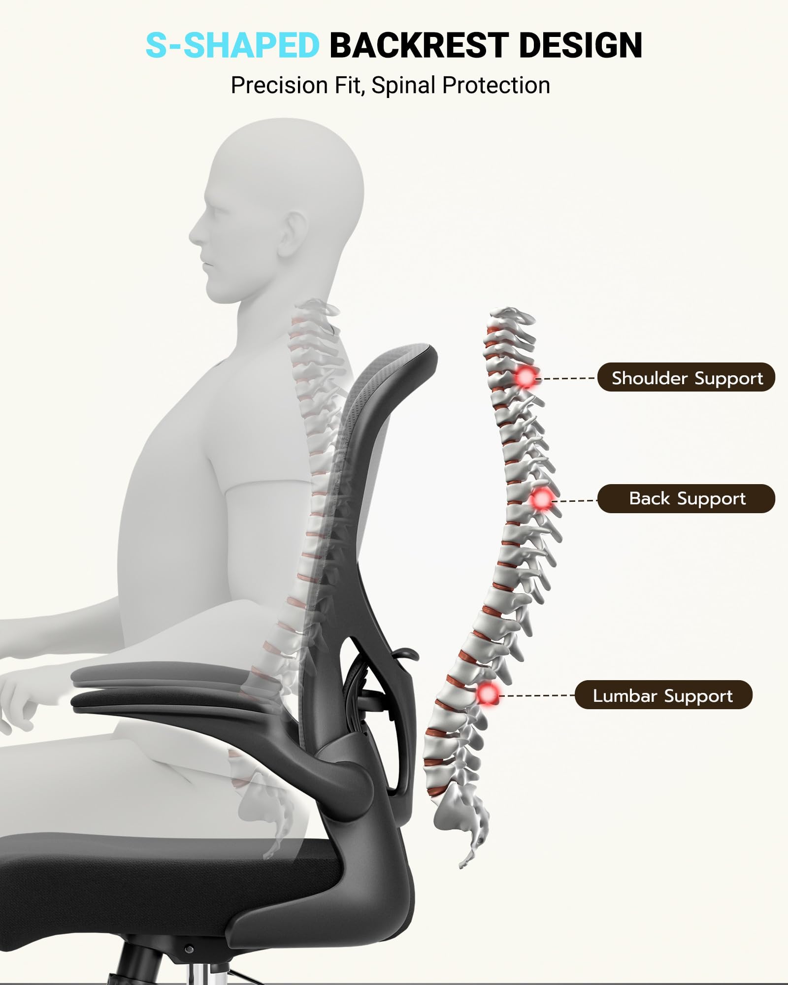 Ergonomic Drafting Chair - Adjustable Height Office Chair for Standing Desk with Breathable Mesh Back, Supports Up to 400 lbs - Perfect for Artists, Architects & Counter-Height Workstations (Black)