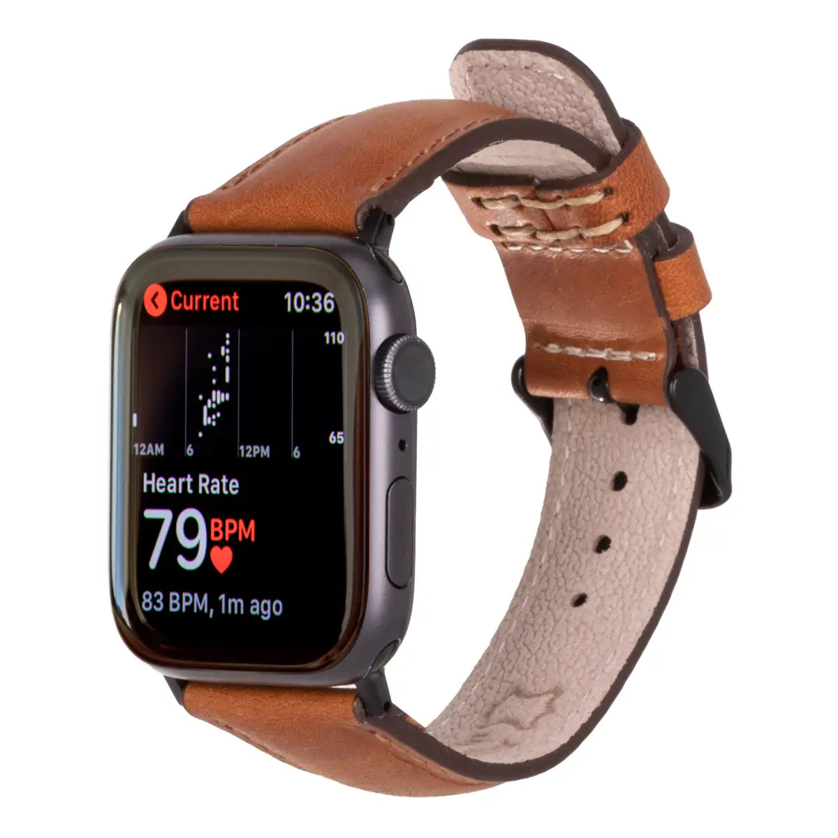 Premium Camel Brown Leather Apple Watch Band - Classic Strap for Apple Watch Series 9/8/7/SE/6/5/4/3 - Durable & Comfortable for Work, Travel & Everyday Wear