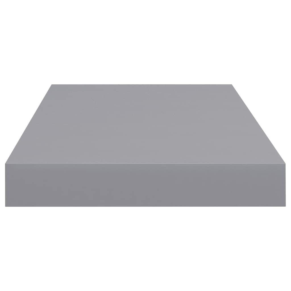 Modern Floating Wall Shelf Set of 2 - Gray MDF Ledge Shelves 19.7