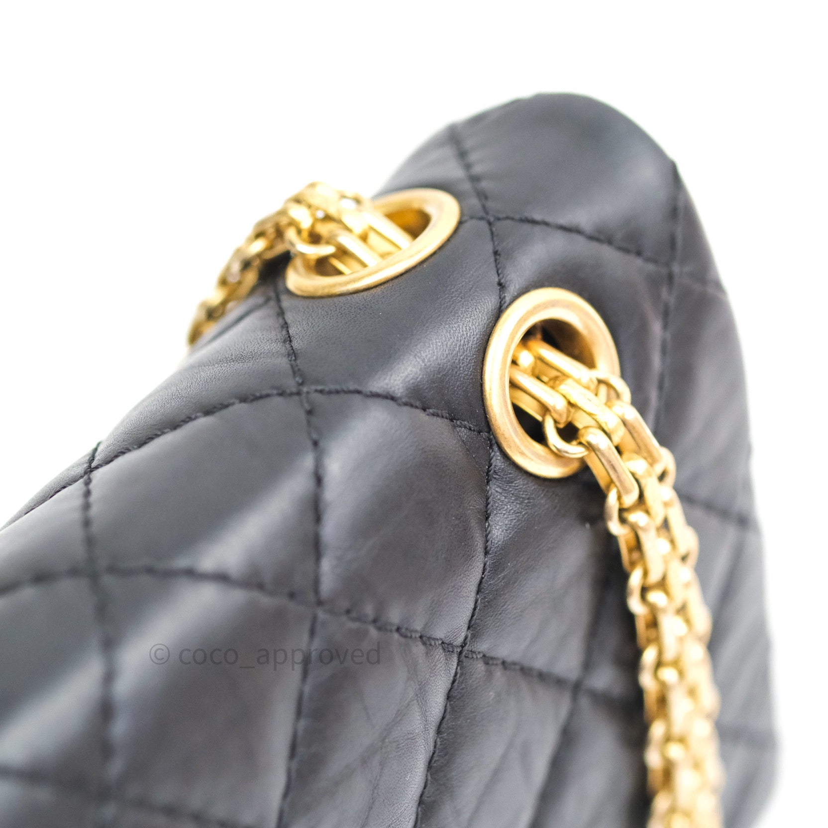 Authentic Chanel 2.55 Reissue 225 Flap Bag - Black Aged Calfskin with Gold Hardware - Luxury Crossbody Purse for Women, Perfect for Date Night & Special Occasions