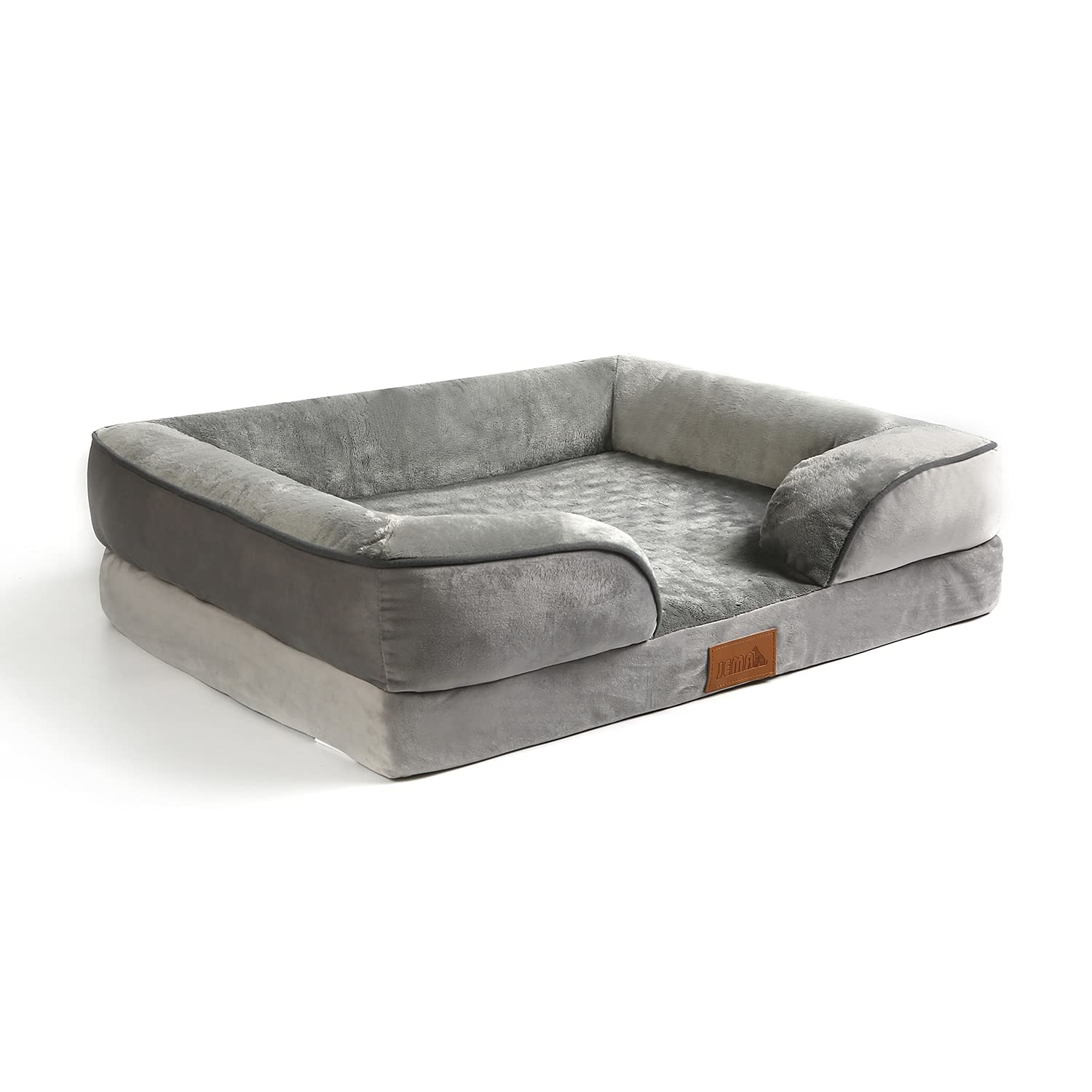 JEMA Orthopedic Dog Bed for Large & Medium Dogs - Washable Memory Foam Pet Bed with Removable Velvet Flannel Cover, Egg Foam Crate Pad & Sofa Mat - Perfect for Arthritis Relief & Comfortable Sleeping in Kennels, Living Rooms & Bedrooms