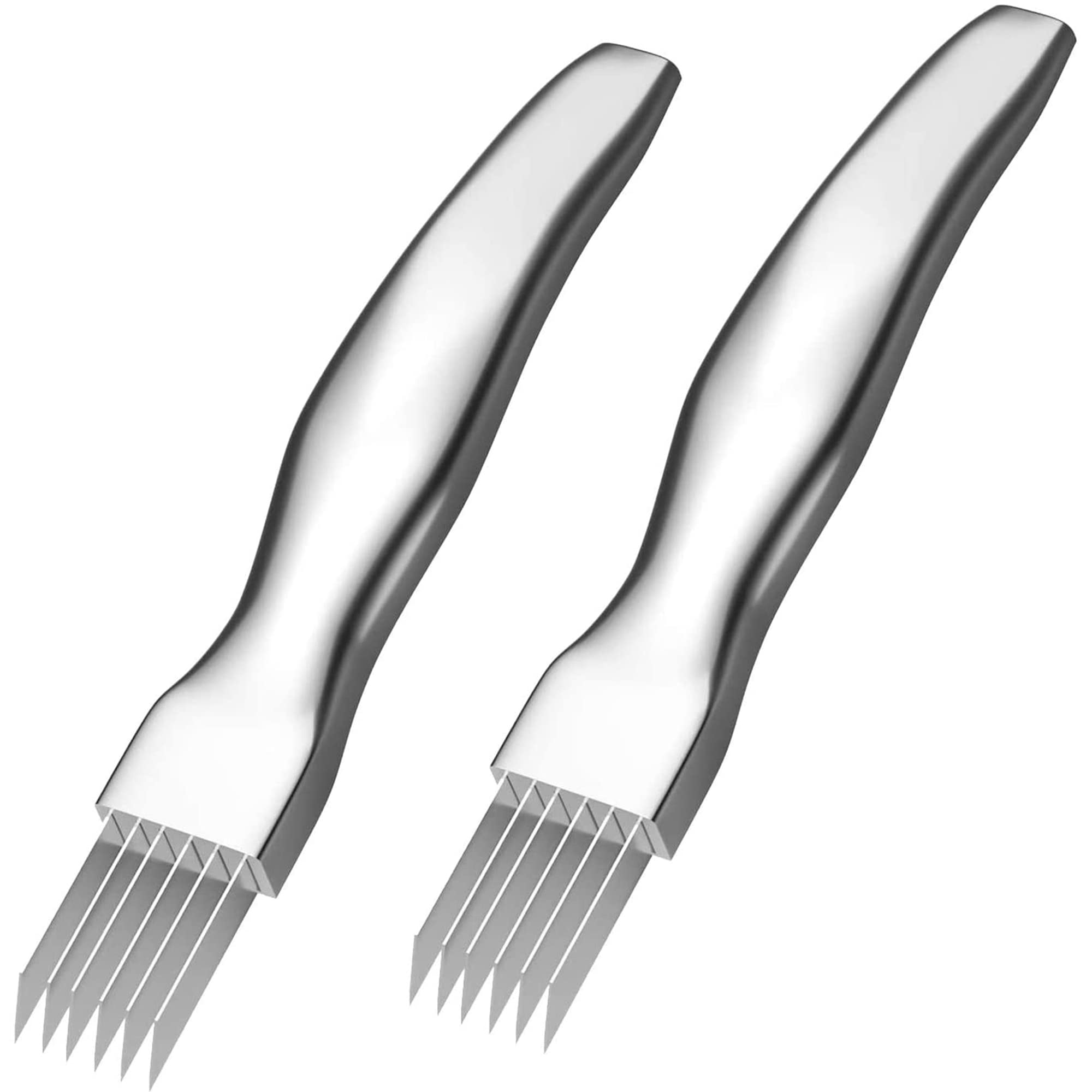 Stainless Steel Manual Vegetable Slicer & Garlic Chopper - Kitchen Shred Silk Knife for Fast Food Prep, Home Cooking Tools (Silver, 2 Pack) - Perfect for Salad Making, Stir Fry Prep & Meal Prepping