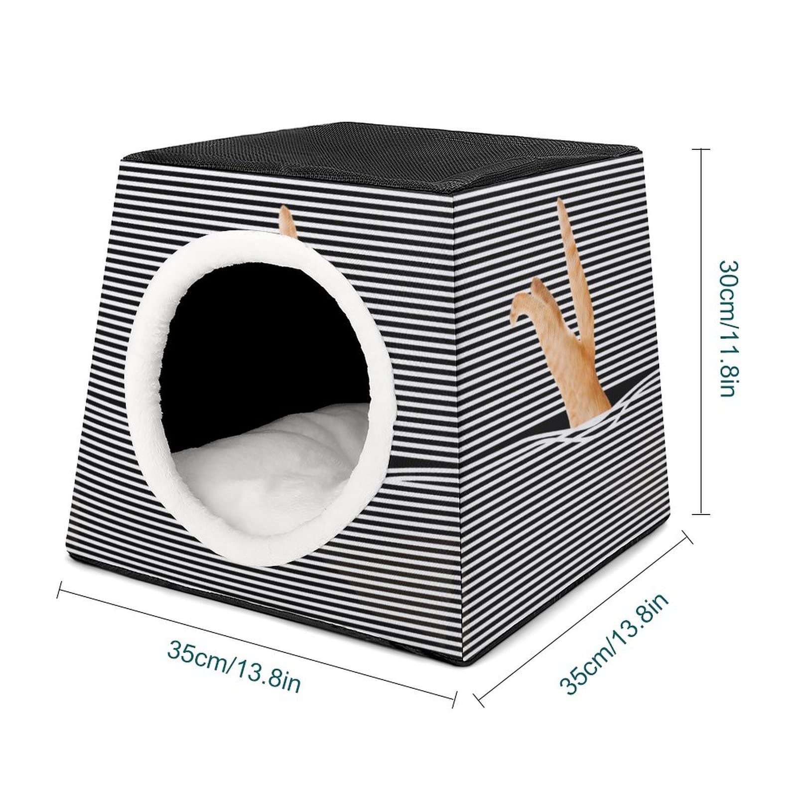 3-in-1 Multi-Functional Cat House - Soft Pet Bed & Cozy Sofa with Striped Design for Indoor/Outdoor Use | Perfect Kitty Shelter, Play Cube & Nap Spot for Your Feline Friend