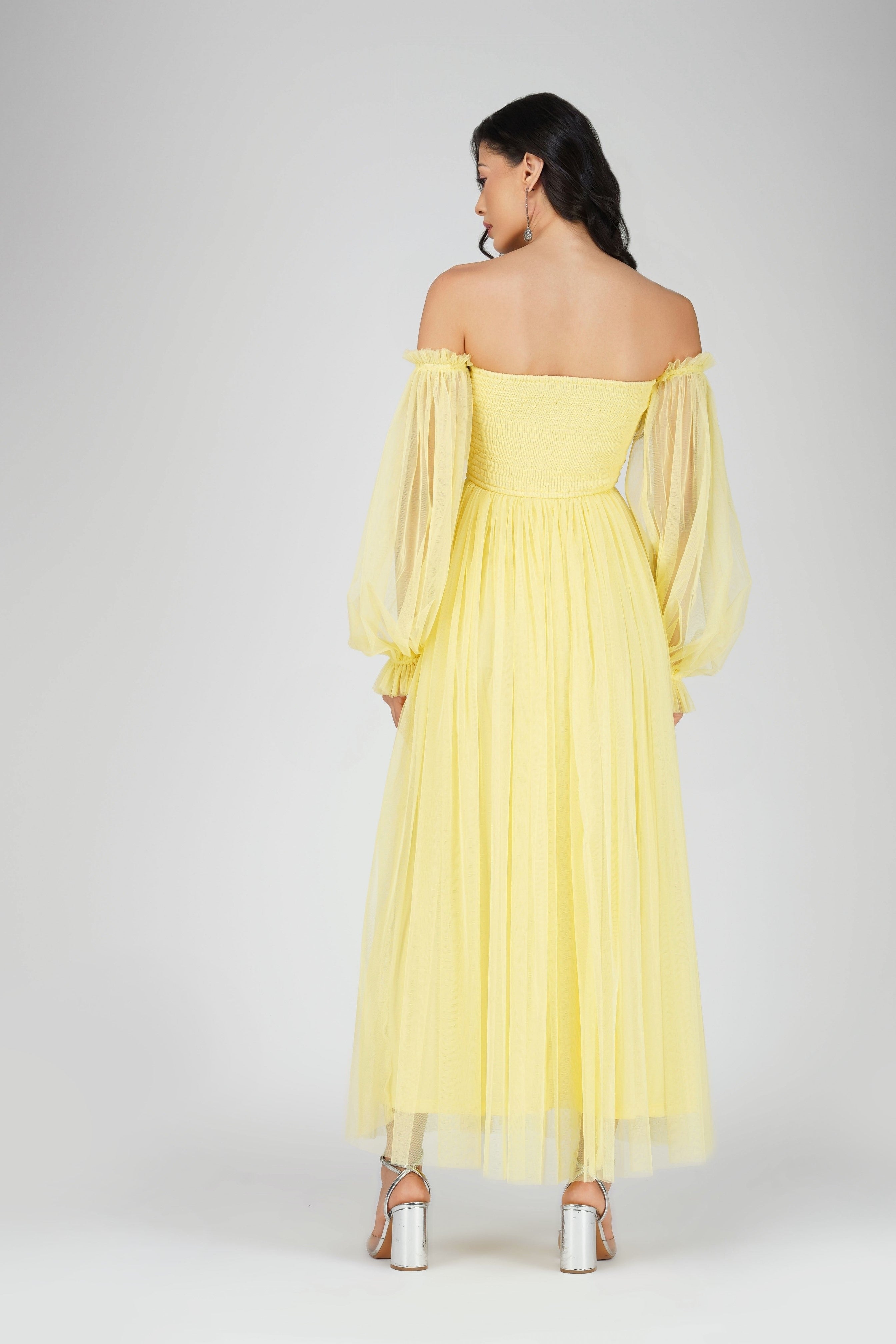 Lemon Lana Tulle Maxi Dress - Elegant Long Formal Gown for Weddings, Parties & Special Occasions