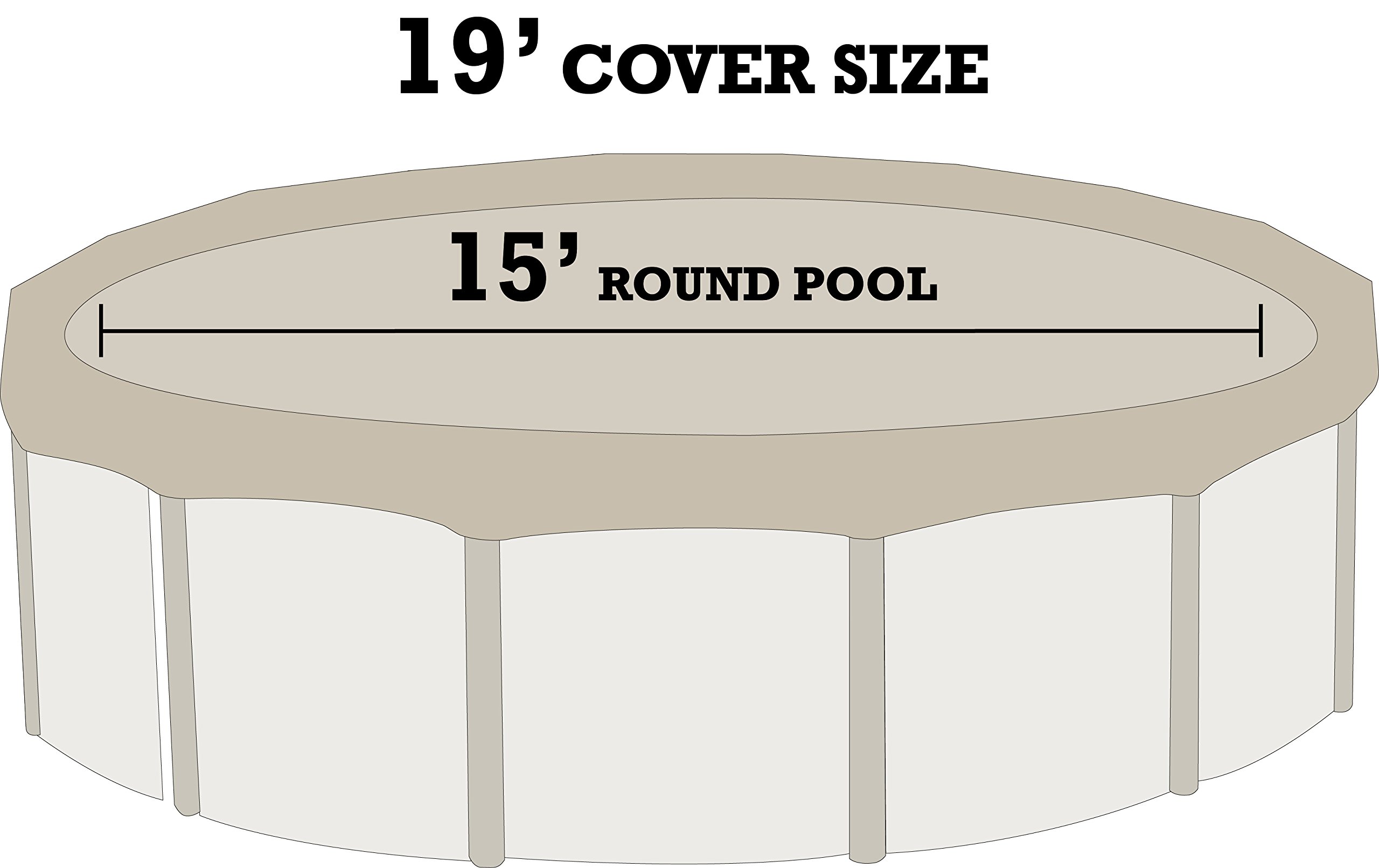 HPI 15-Foot Round Above Ground Swimming Pool Winter Cover with 3-Foot Overlap - Durable Tan/Blue Waterproof Pool Cover for Winter Protection | Perfect for Inground & Above Ground Pools