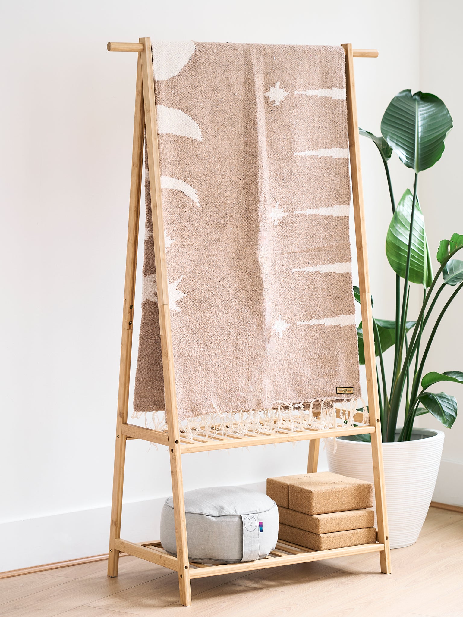 West Path Moon Phases Yoga Blanket - Natural Cotton Meditation Blanket for Yoga, Reiki, and Home Decor | Eco-Friendly & Soft Throw for Relaxation and Spiritual Practice