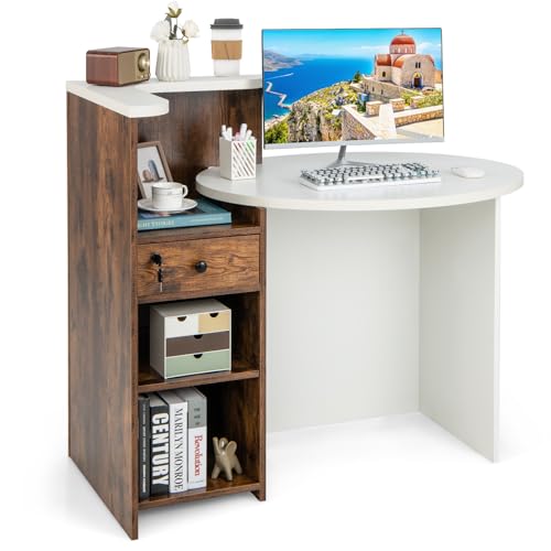 Rustic Brown Shelf & White Desk