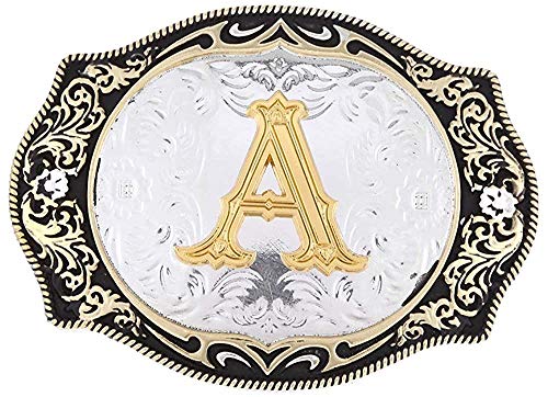 Vintage Western Belt Buckle for Men - A to Z Initial Letter Cowboy Belt Buckles | Fashion Accessories for Country Style, Rodeo & Western Outfits