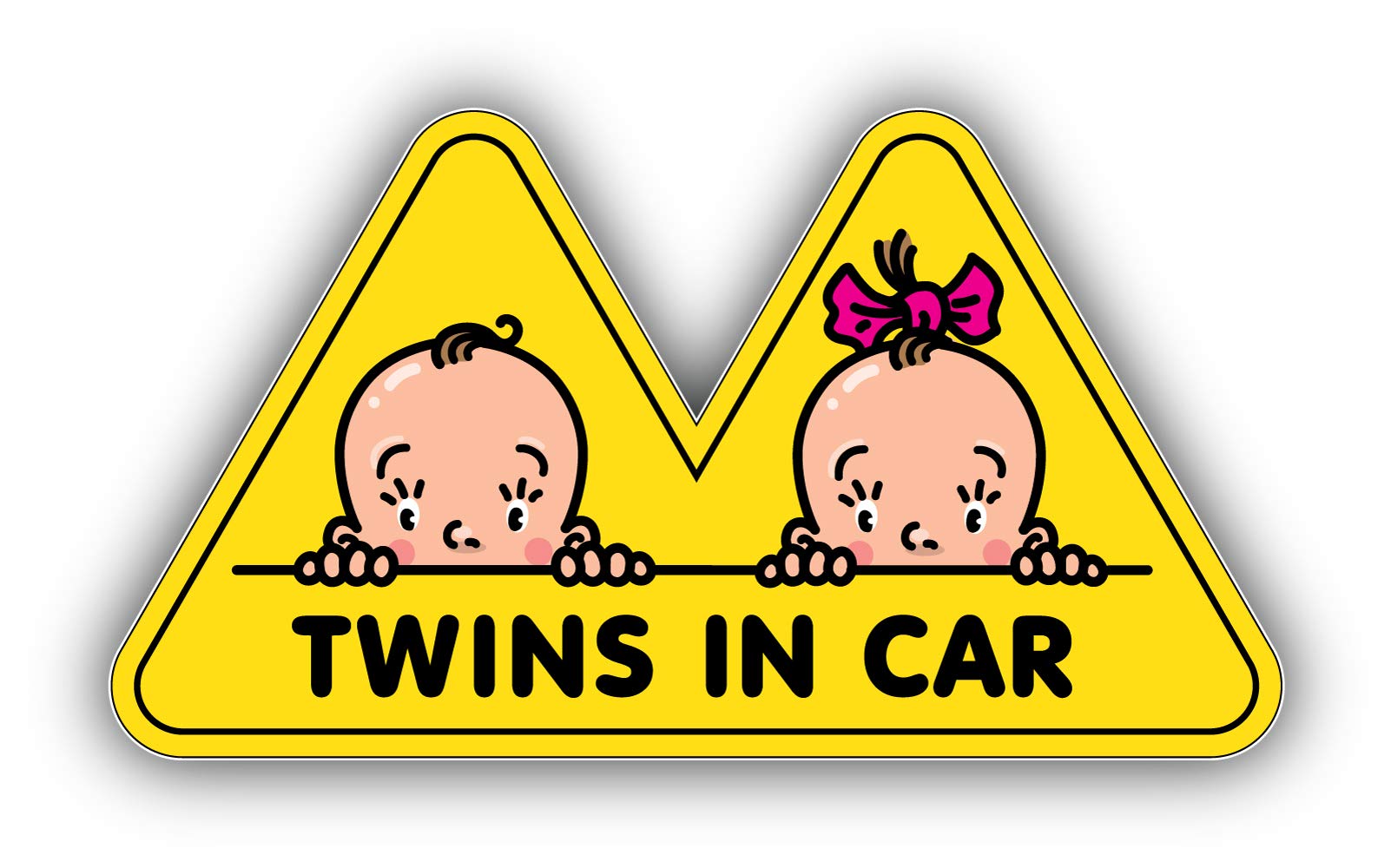 Funny Twins in Car Girl and Boy Vinyl Sticker - Waterproof Decal for Car Bumper, Window, Laptop - Perfect for Parents of Twins, Sibling Gifts, and Family Car Decor
