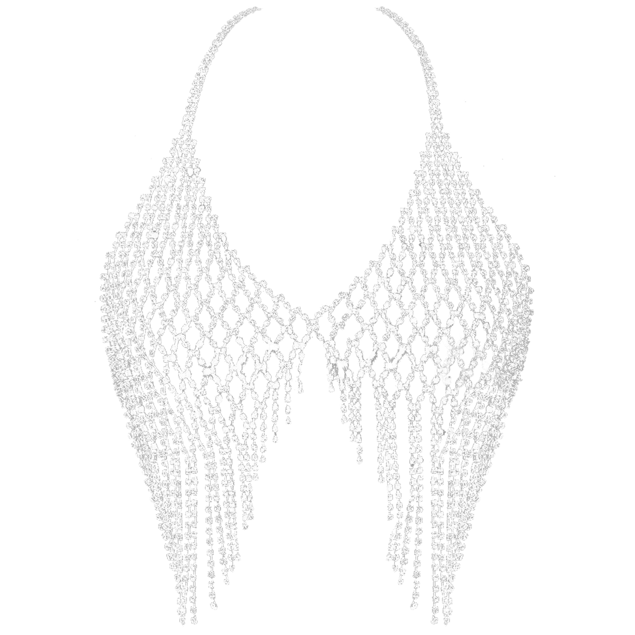 Sexy Silver Rhinestone Body Chain Jewelry for Women - Belly Bra Chain Bikini Accessory for Beach, Rave, Party & Festival Outfits
