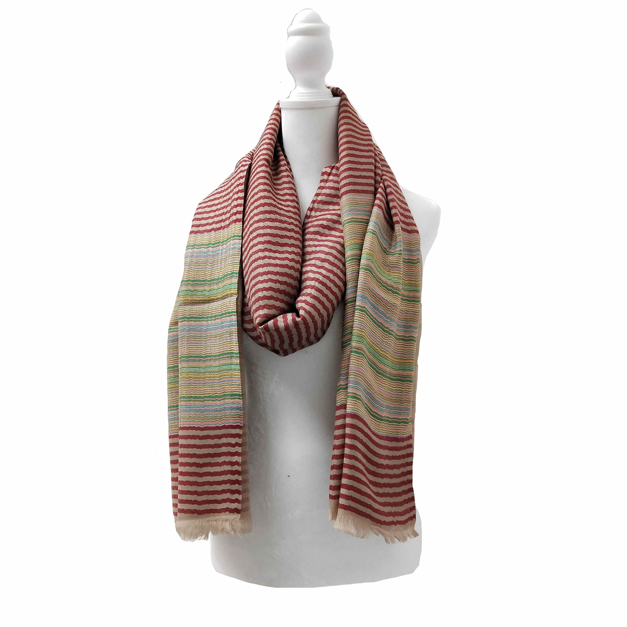 Women's Lightweight Dobby Wool Scarf - Large Striped Shawl Wrap for Sun Protection & Style | Perfect for Outdoor Activities, Travel & Fashion Accessories