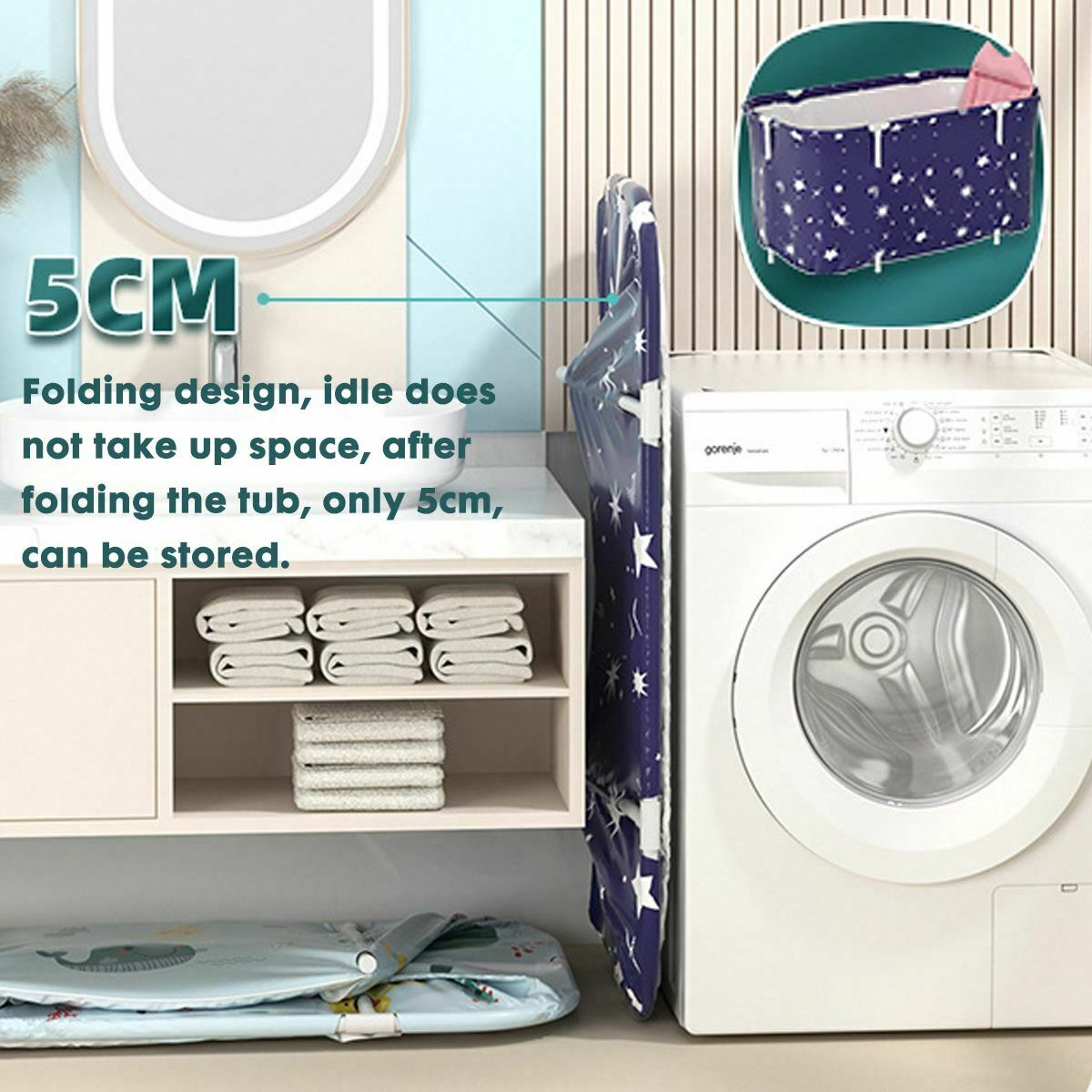 120CM Large Folding Bathtub Barrel for Adults - Portable Spa Sauna Tub for Home Relaxation, Perfect for Family Bath Time and Stress Relief