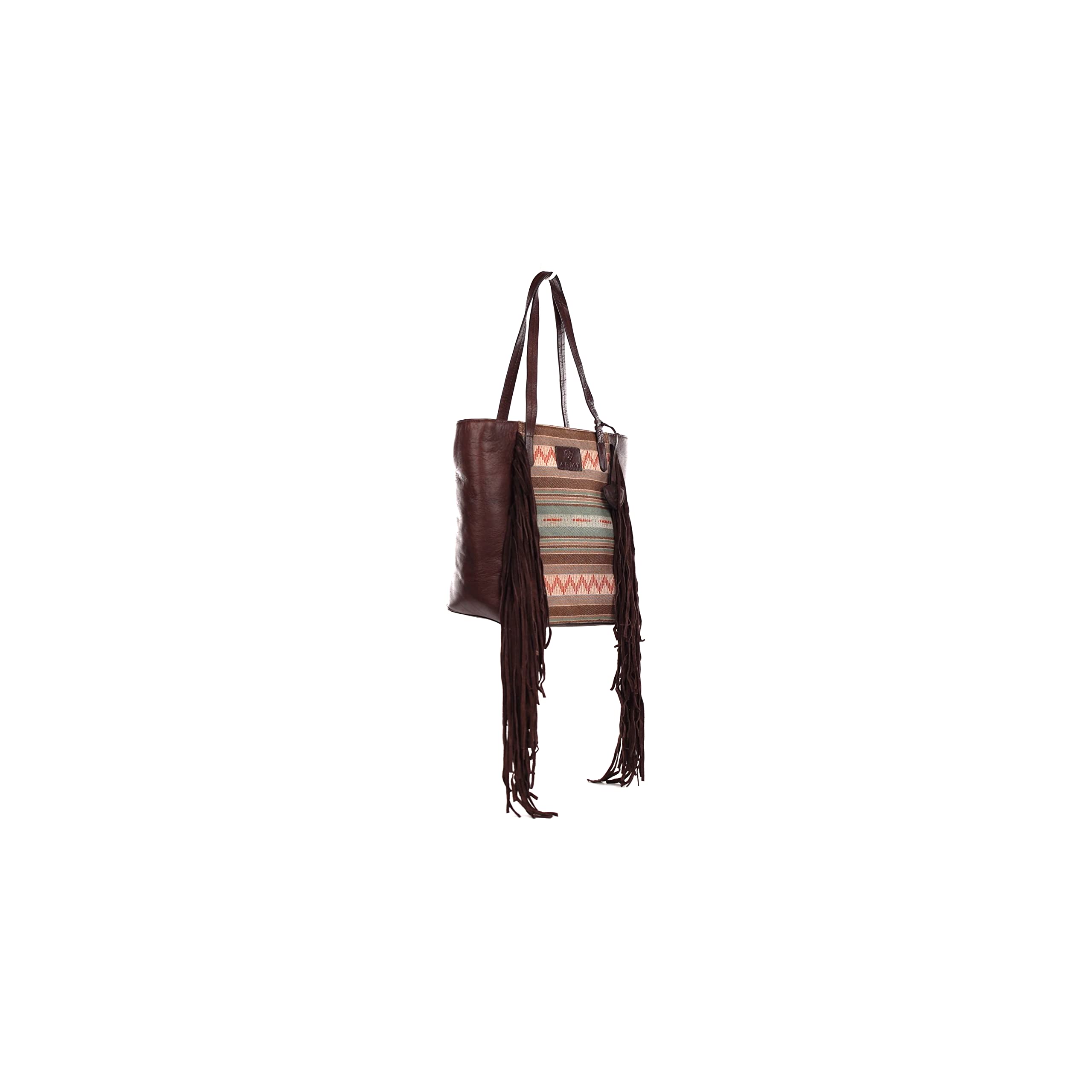 ARIAT Women's Serape Fringe Tote Bag - Stylish Brown Leather Handbag for Work, Travel & Everyday Use