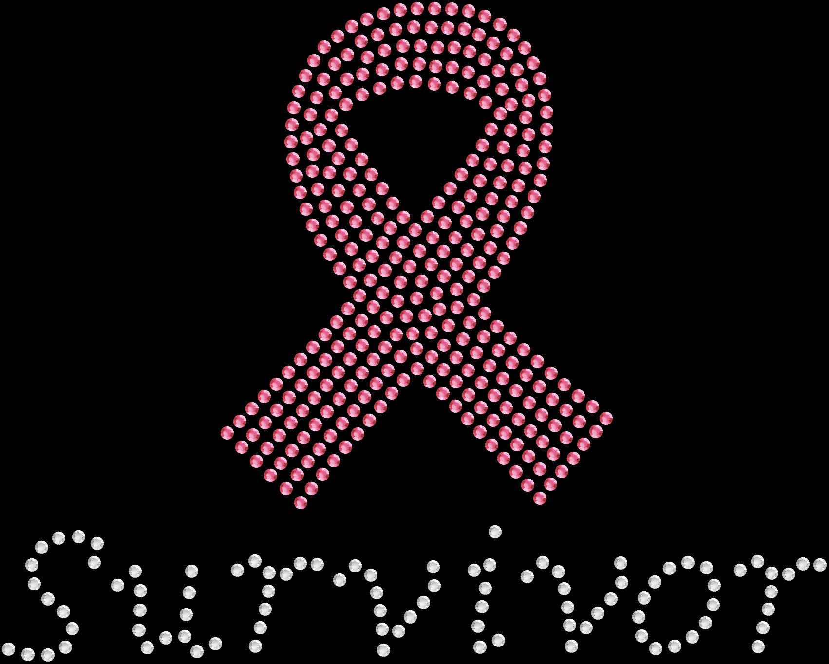 Rhinestone Iron On Transfer - DIY Sparkle Bling Pink Ribbon Survivor Patch for T-Shirts, Jackets, Hats - Perfect for Breast Cancer Awareness, Fundraising Events & Custom Apparel