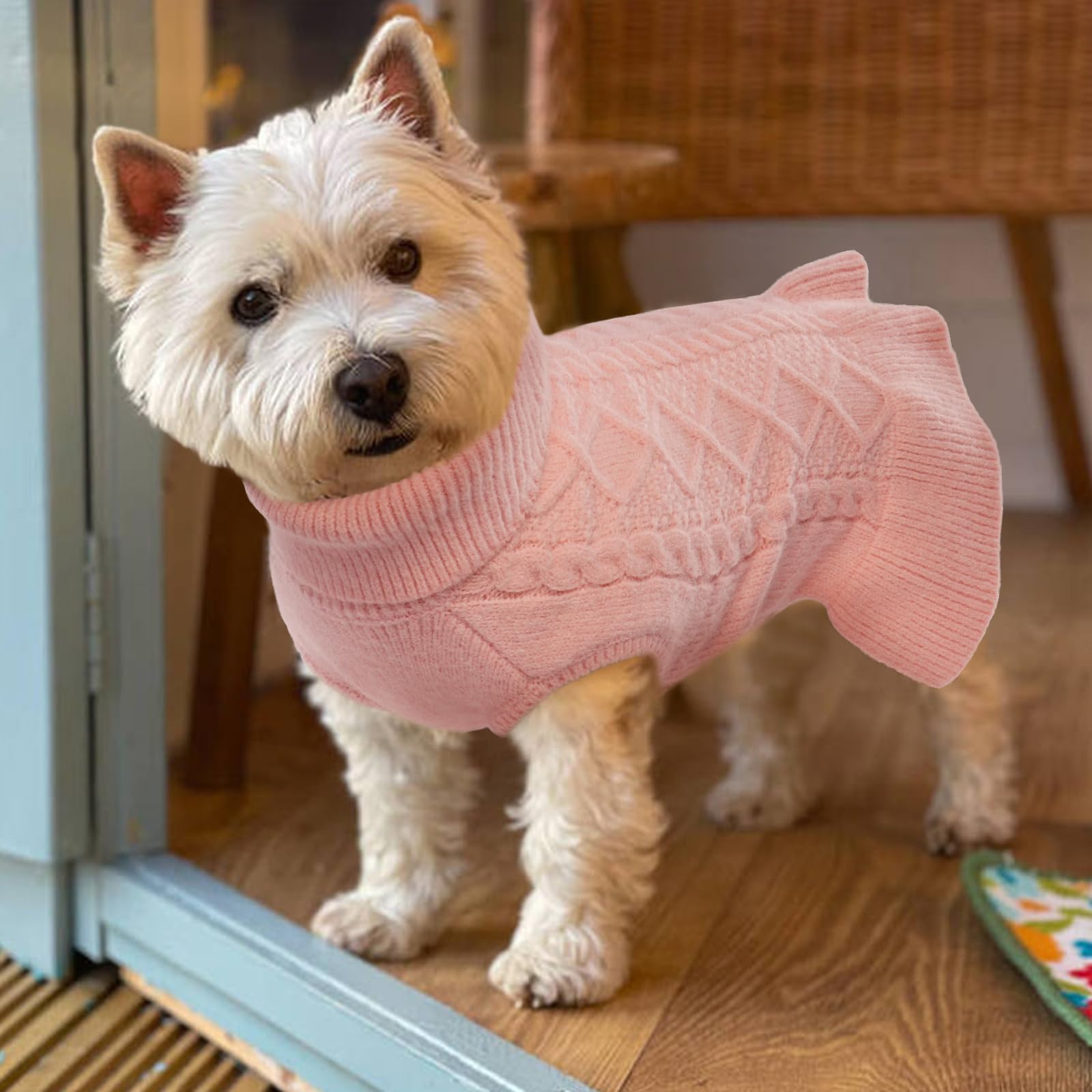 Lelepet Cable Knit Dog Sweater for Large Dogs - Warm Christmas Pullover Dress for Dachshund, Shih Tzu - Cozy Winter Pet Clothing for Girls & Puppies - Perfect for Fall Walks & Holiday Photos