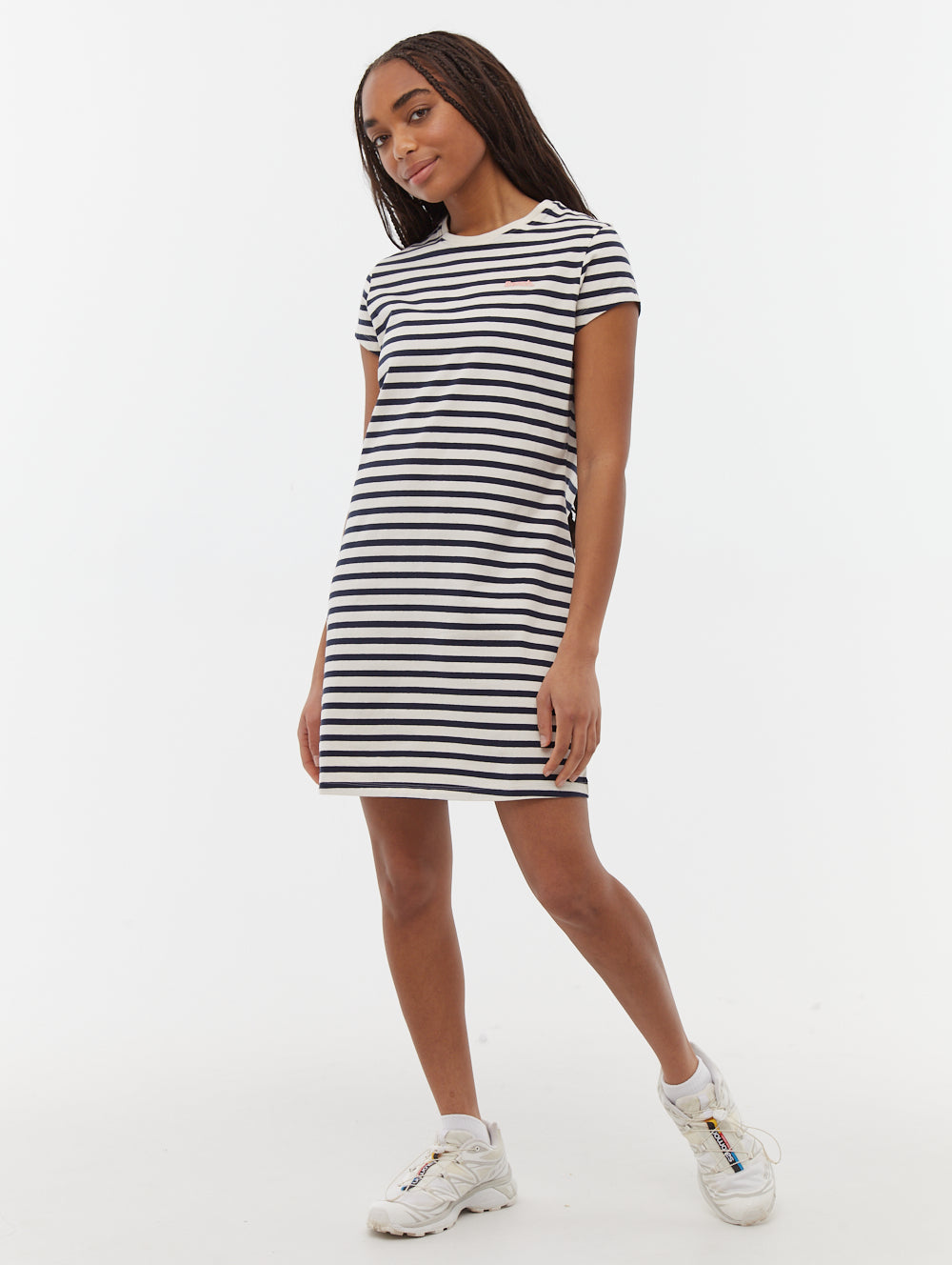Mabelle Women's Striped T-Shirt Midi Dress - Casual Short Sleeve Summer Dress for Beach, Vacation & Everyday Wear