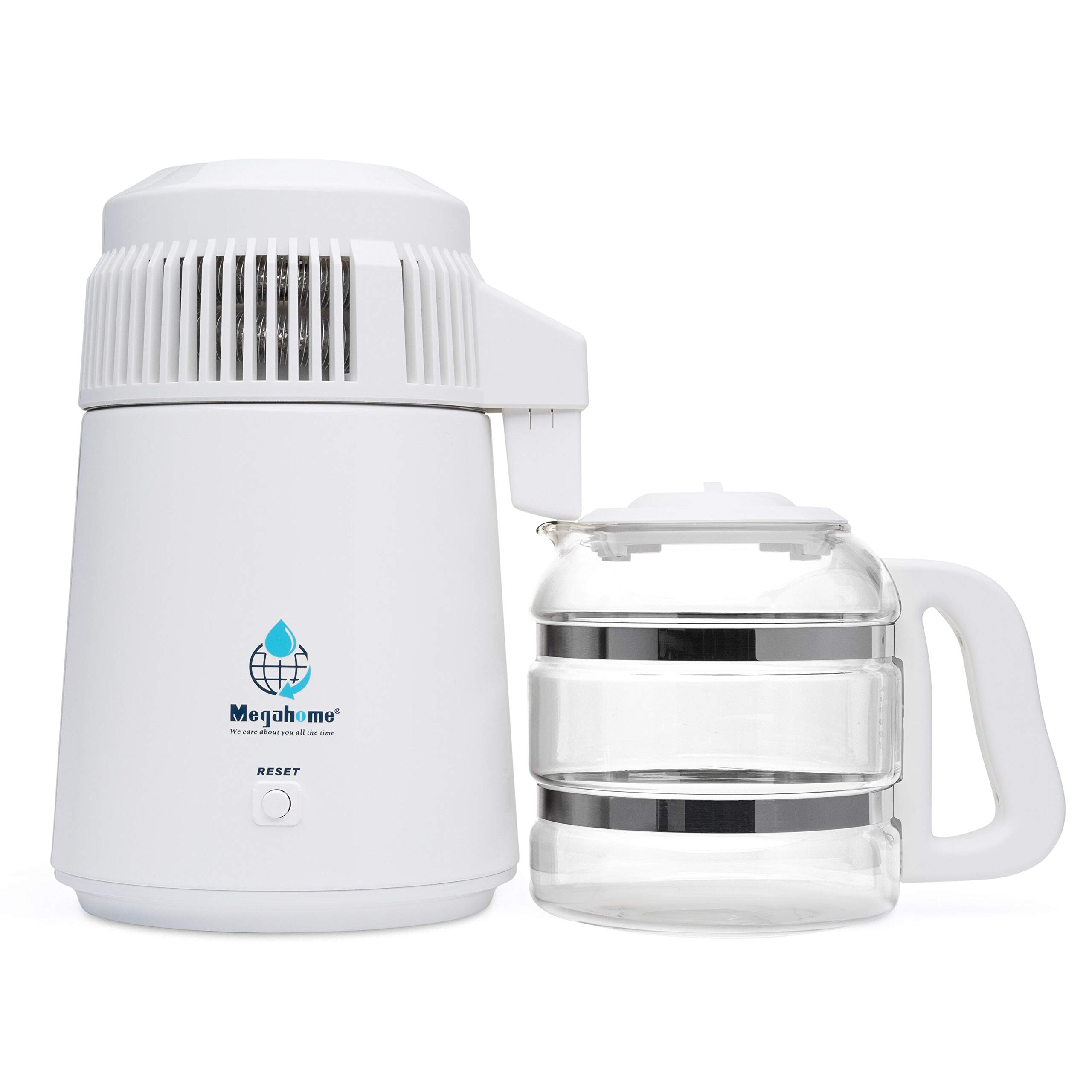 White Countertop Water Distiller with Glass Collection - Pure Distilled Water for Home, Office, and Laboratory Use