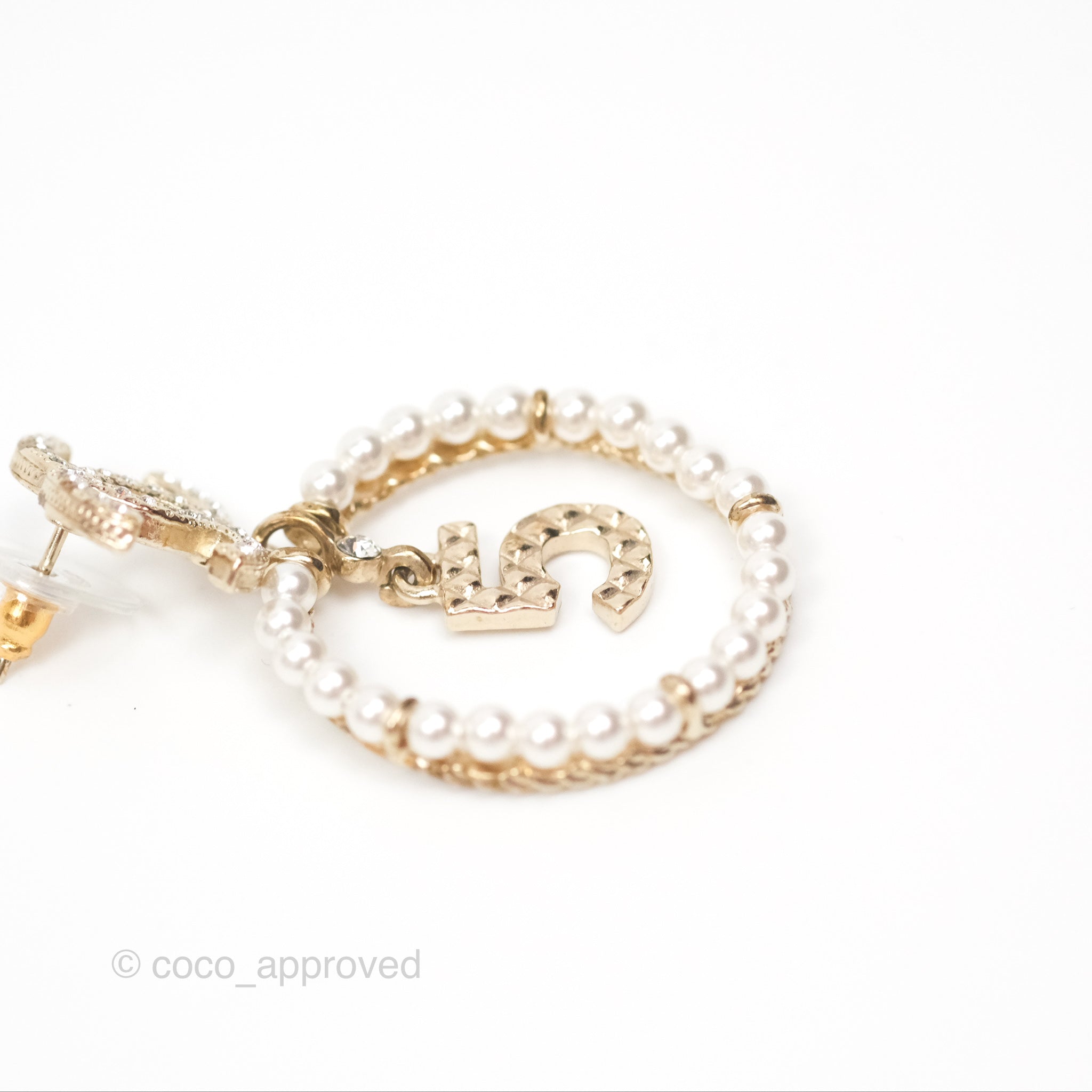 Chanel CC Crystal Pearl Ring & No.5 Drop Earrings 20C - Luxury Fashion Jewelry for Women, Perfect for Parties, Weddings & Special Occasions