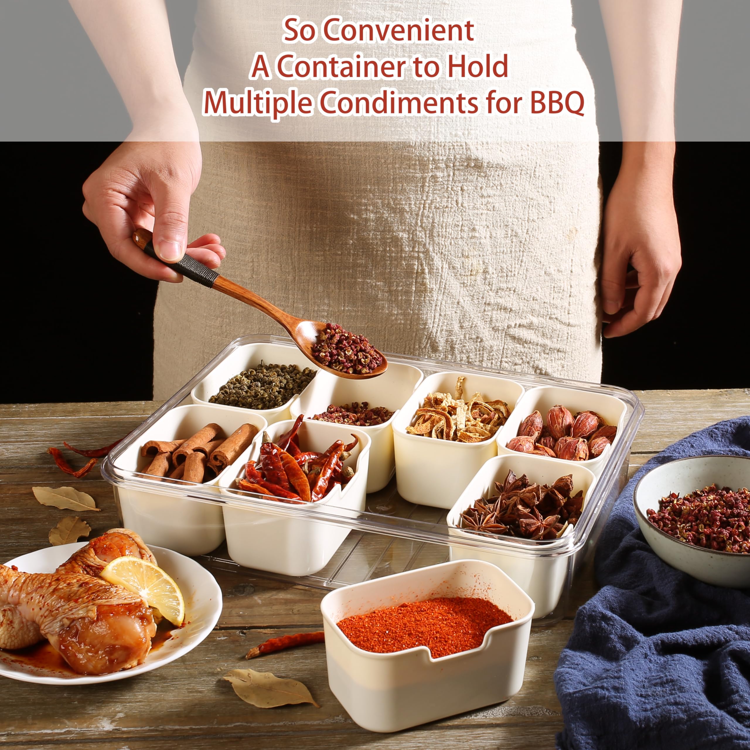 Bandesun Divided Snack Tray with Lid - Portable Charcuterie Box for Candy, Fruits, Nuts - Perfect for Parties & Picnics