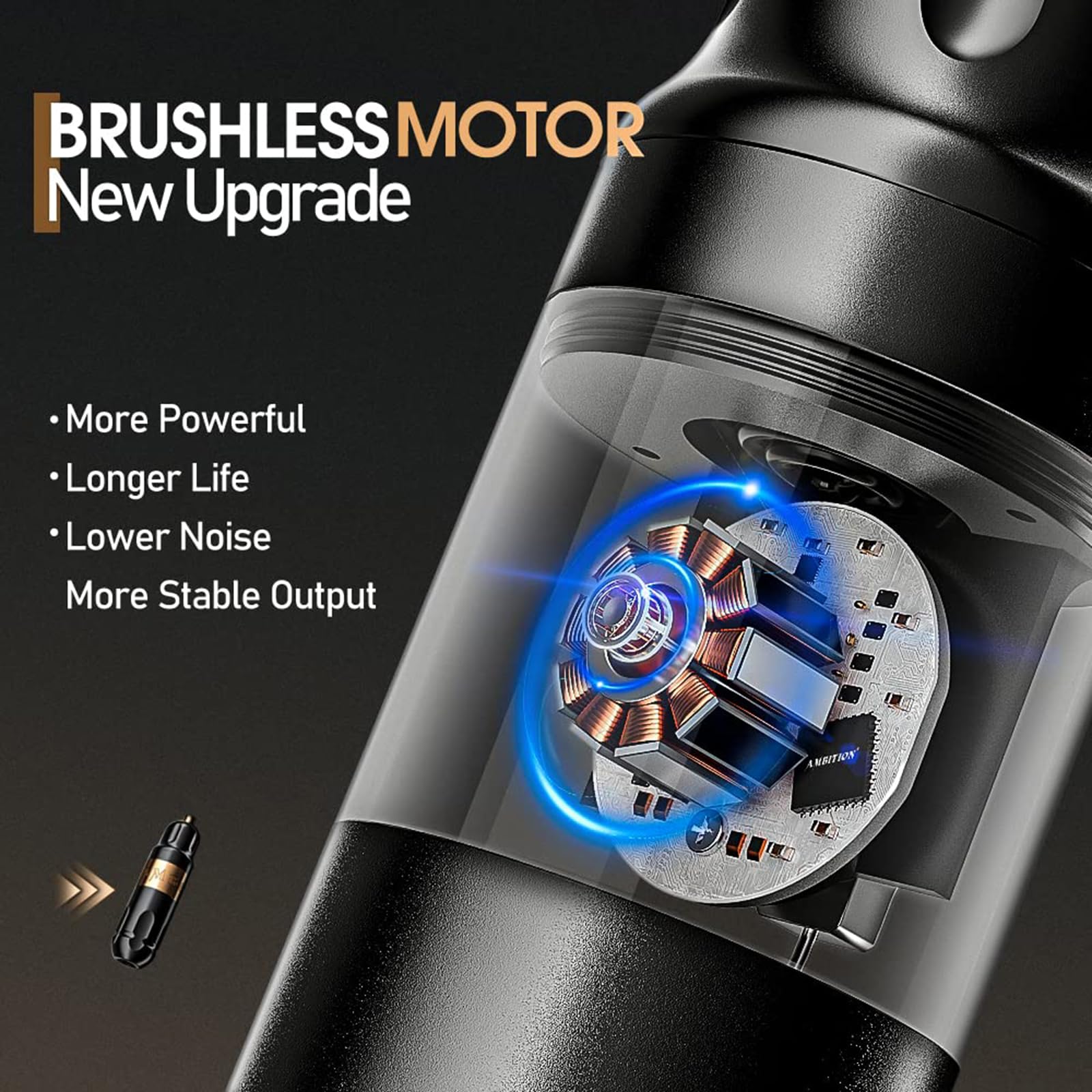 Professional Wireless Rotary Tattoo Machine Kit with Korall Power Supply - 2200mAh Battery, Brushless Motor, LED Display for Tattoo Artists | Perfect for Studio & Home Tattooing