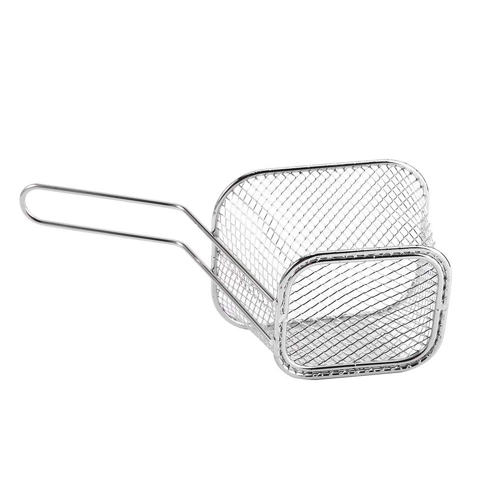 Nevup 2-Piece Stainless Steel French Fry Basket Set - Mini Rectangular Wire Fry Basket for Deep Frying - Perfect for Restaurants, Food Trucks & Home Kitchen Use