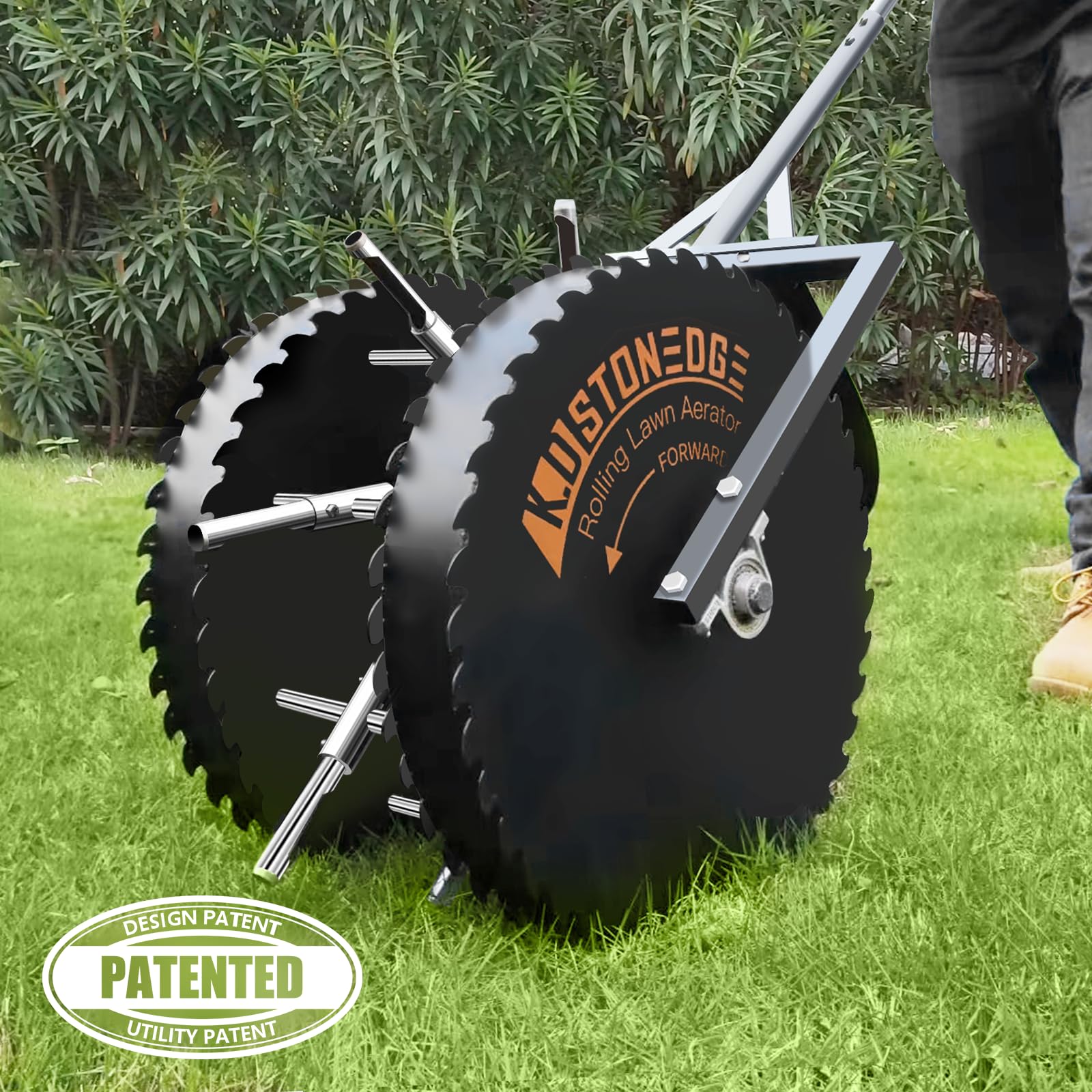 Patented Manual Rolling Lawn Aerator - 80lb Push Roller for Soil Aeration | Coring & Loosening Tool for Healthier Grass | Perfect for Garden, Yard & Lawn Care