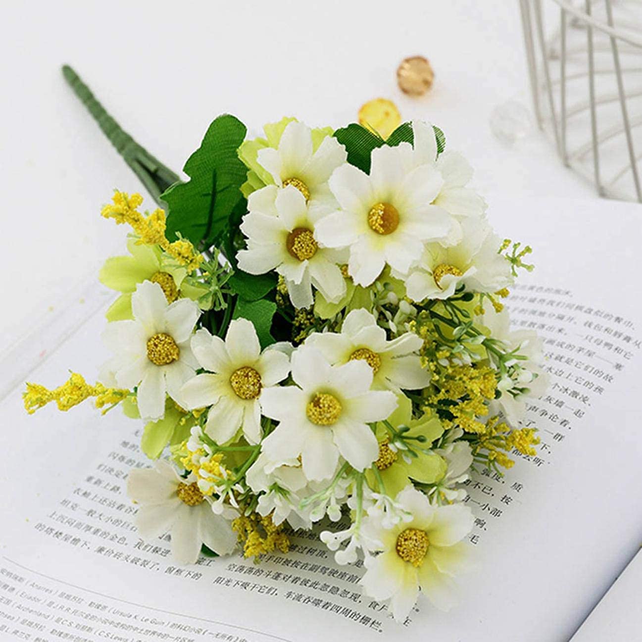 Vretccioky Artificial Silk Daisy Flowers - 1 Pack Faux Wildflowers Greenery Shrubs Plants for Indoor Farmhouse & Outdoor Garden Decor | Perfect for Home, Wedding, Office, and Party Decoration