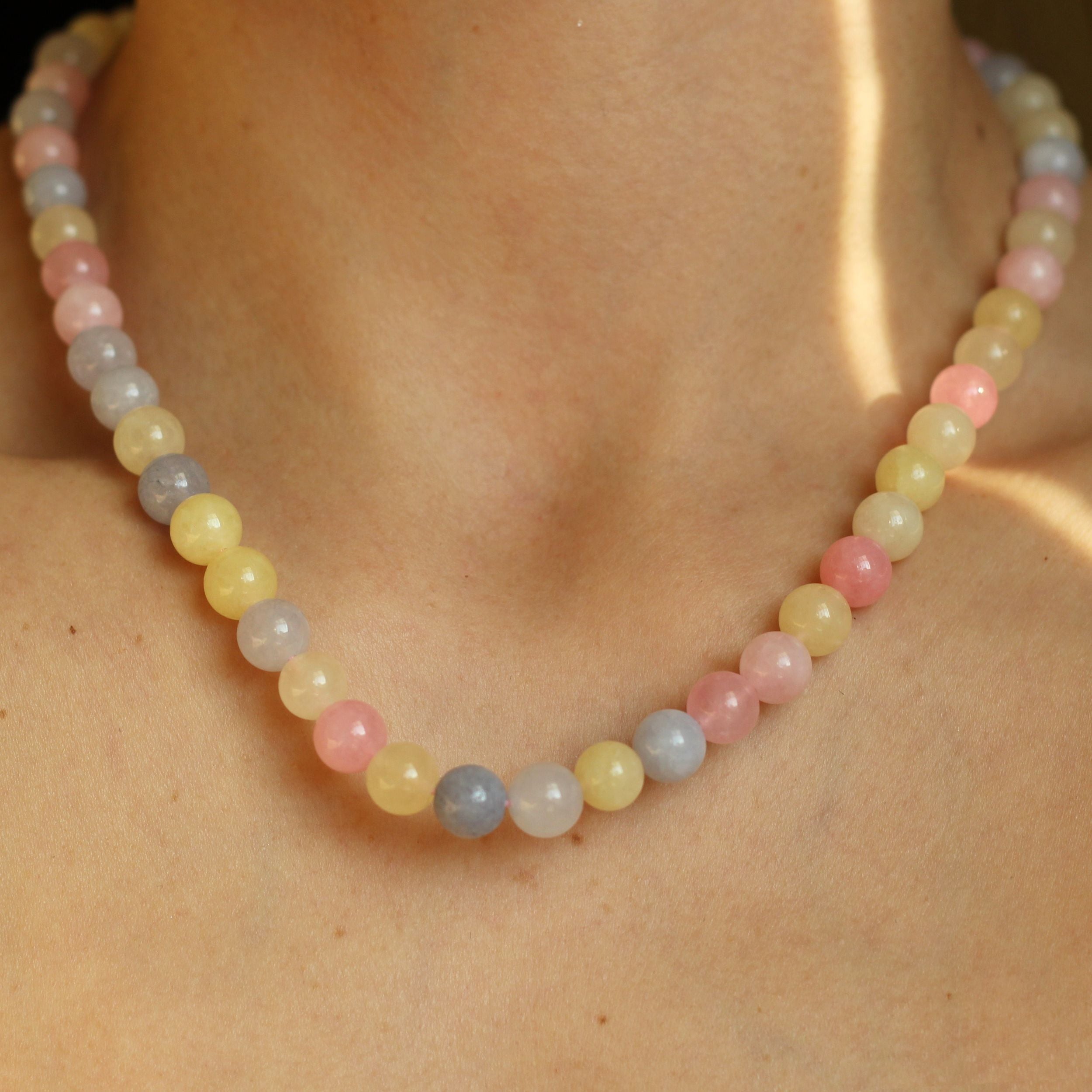 Morganite Beaded Necklace for Women - Elegant Pink Gemstone Jewelry Gift for Birthday, Anniversary & Valentine's Day | Perfect for Weddings, Parties & Special Occasions