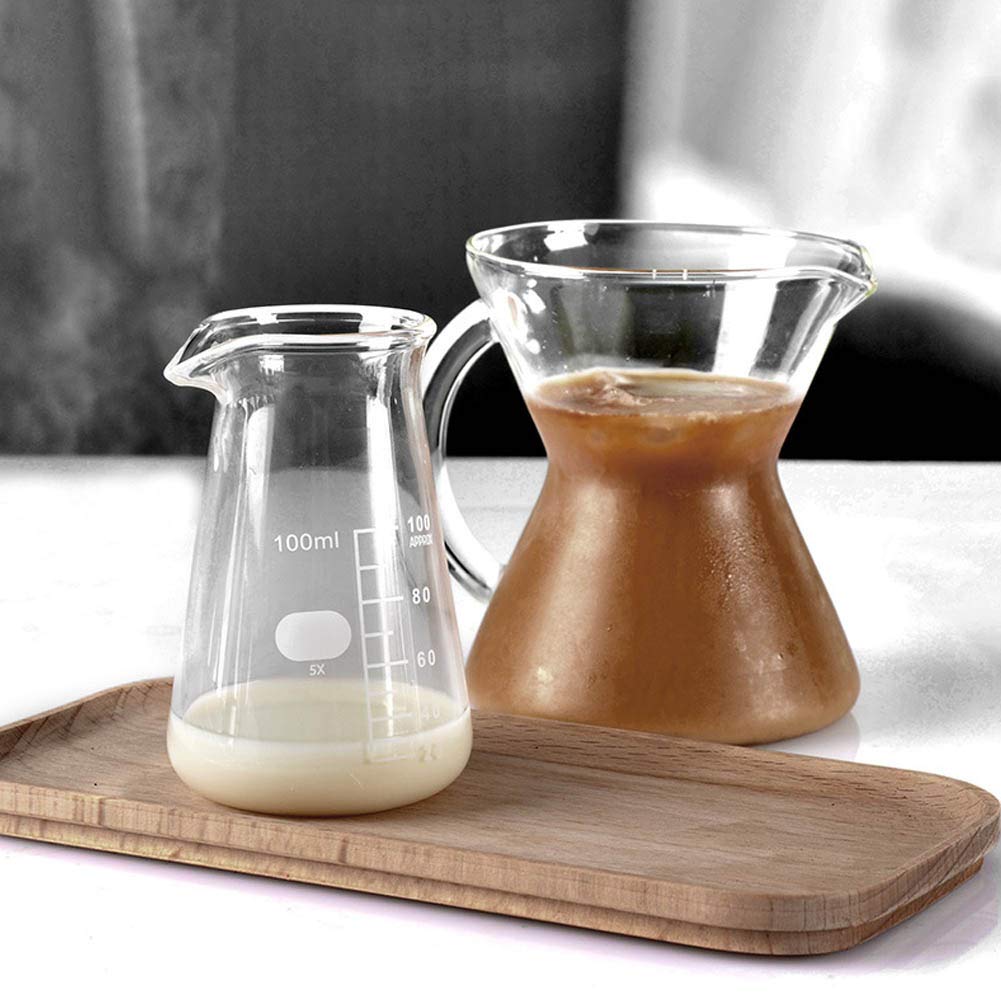 Joyzan 100ml Glass Milk Frother Cup - Heat Resistant Espresso Steaming Pitcher with Measurement Scales for Coffee, Latte & Cappuccino | Perfect for Home Baristas & Professional Coffee Shops | Ideal for Frothing Milk, Mixing Creamer & Measuring Ingredients