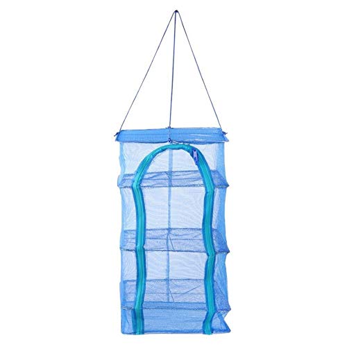 4-Layer Foldable Fishing Net Rack - Portable Mesh Hanging Dryer for Fish, Vegetables & Dishes | Collapsible Food Storage Basket | Great for Camping, Kitchen & Outdoor Cooking