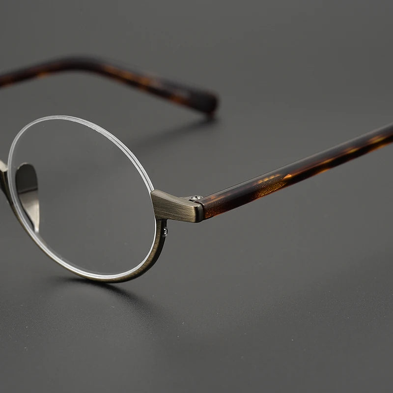 Aimee Unisex Semi-Rimless Round Titanium Eyeglasses Frame 111380 - Lightweight & Durable Eyewear for Work, Reading, and Everyday Fashion
