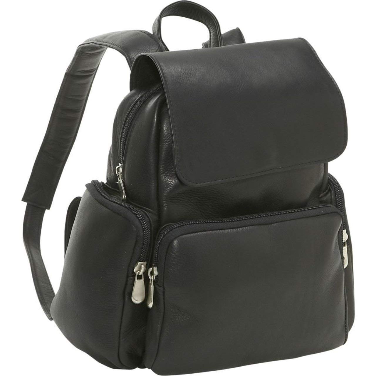 Premium Full-Grain Colombian Vaquetta Cowhide Leather Women's Backpack Purse - Multi-Pocket Fashionable Handbag for Work, Travel & Daily Use (Black)