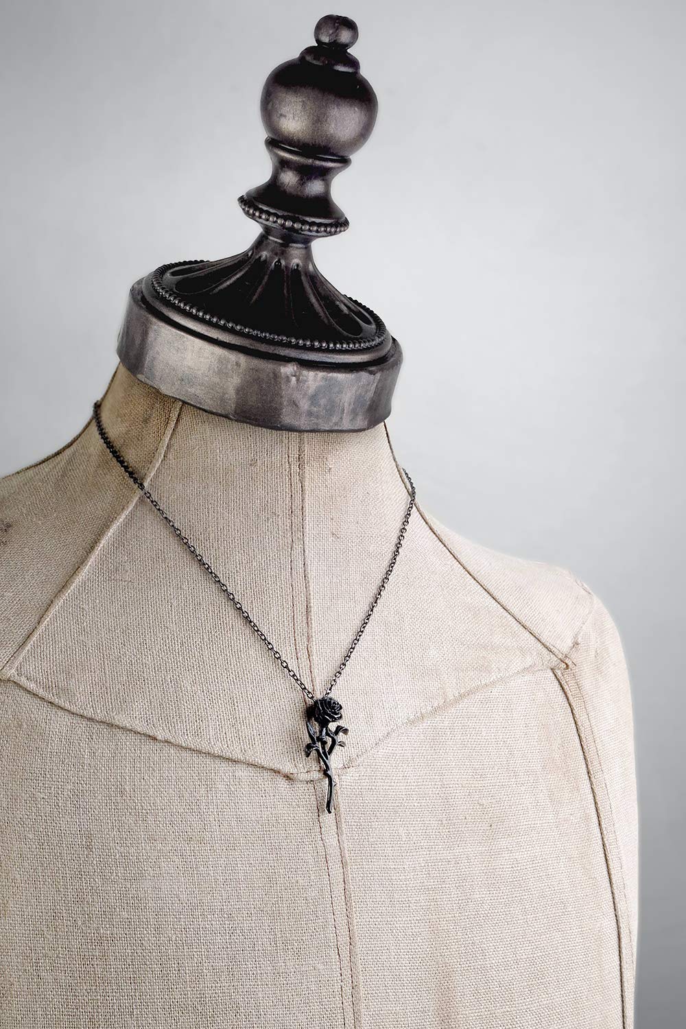 Alchemy Gothic Black Rose Pendant Necklace - Romantic Victorian Jewelry for Women, Perfect for Halloween Costume, Steampunk Fashion & Gothic Wedding Accessories