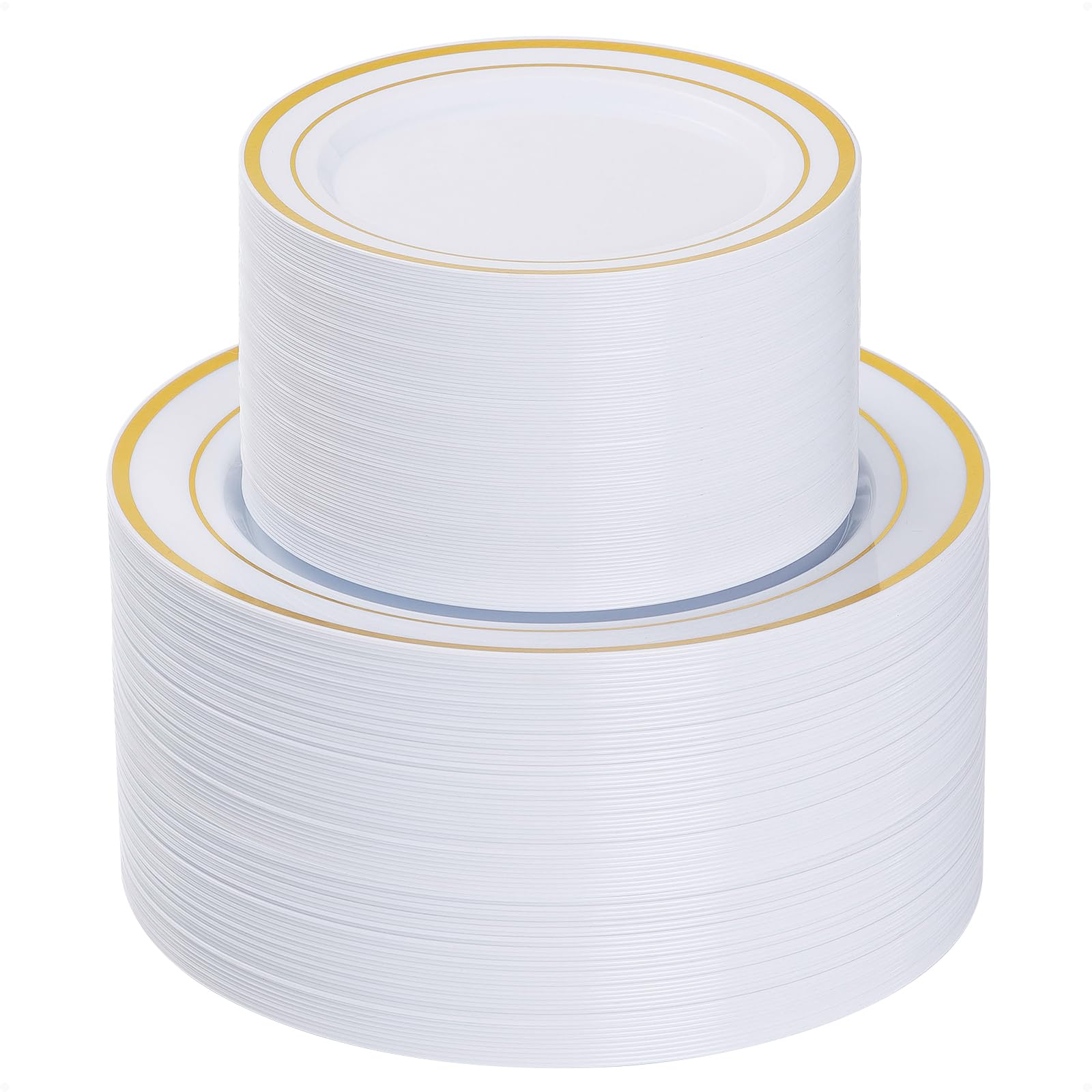 Goodluck 200-Piece Gold Plastic Plates Set - 100 Heavy Duty 10.25