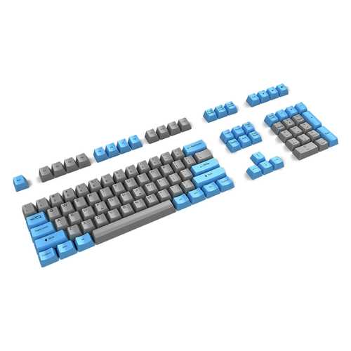 Akko X Ducky 108 Key OEM Profile PBT Retro Grey Blue Keycaps Set for Mechanical Keyboard - Perfect for Gaming, Typing & Office Work