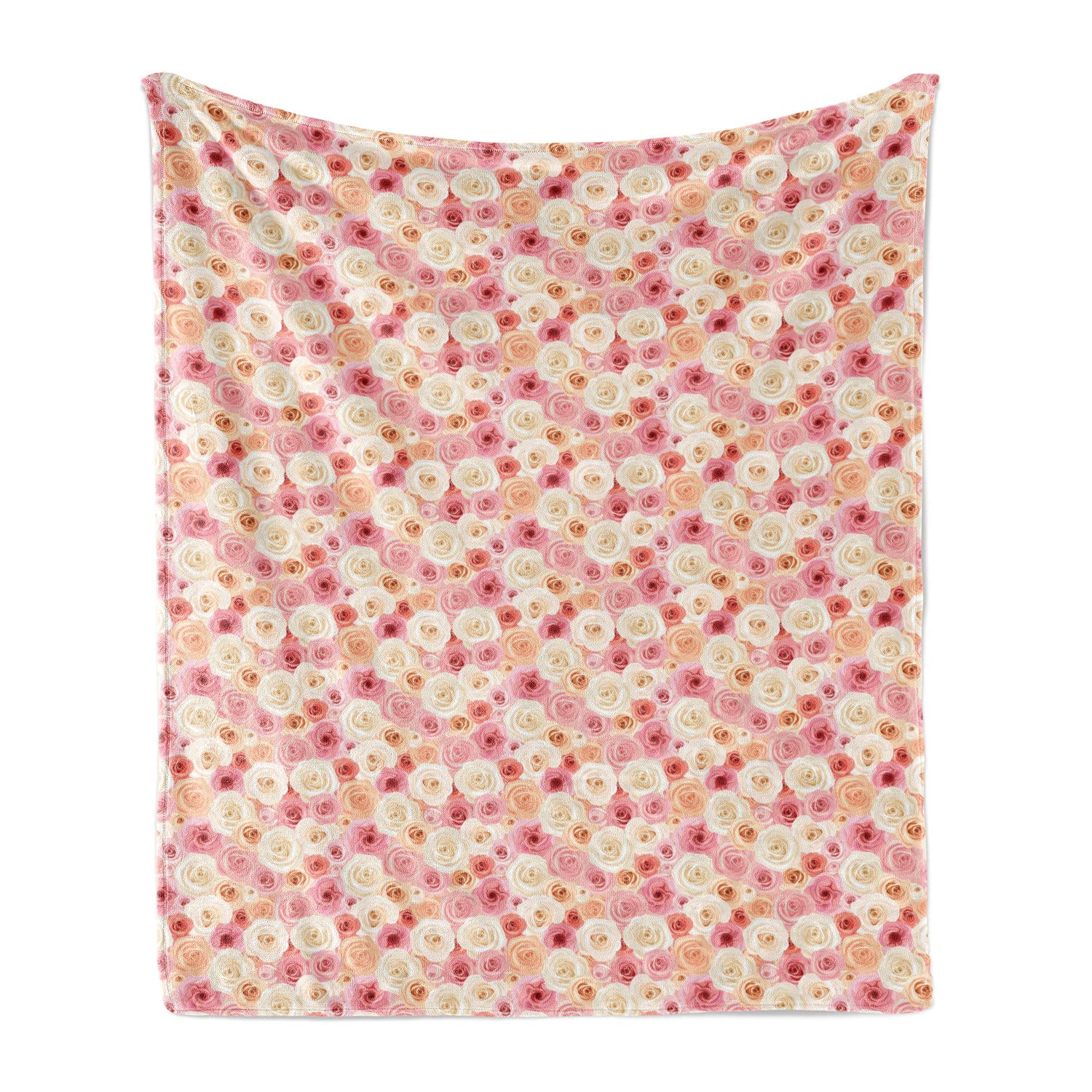 Ambesonne Rose Throw Blanket - Soft Flannel Fleece Blanket with Romantic Pastel Rose Petals & Buds Pattern, 60