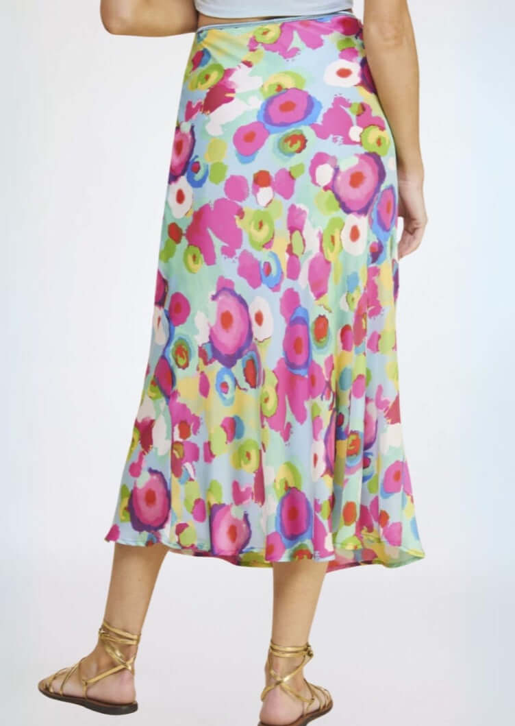 Stylish Aqua & Fuchsia Midi Skirt - Made in USA | Perfect for Summer Outfits, Beach Vacations & Casual Chic Looks