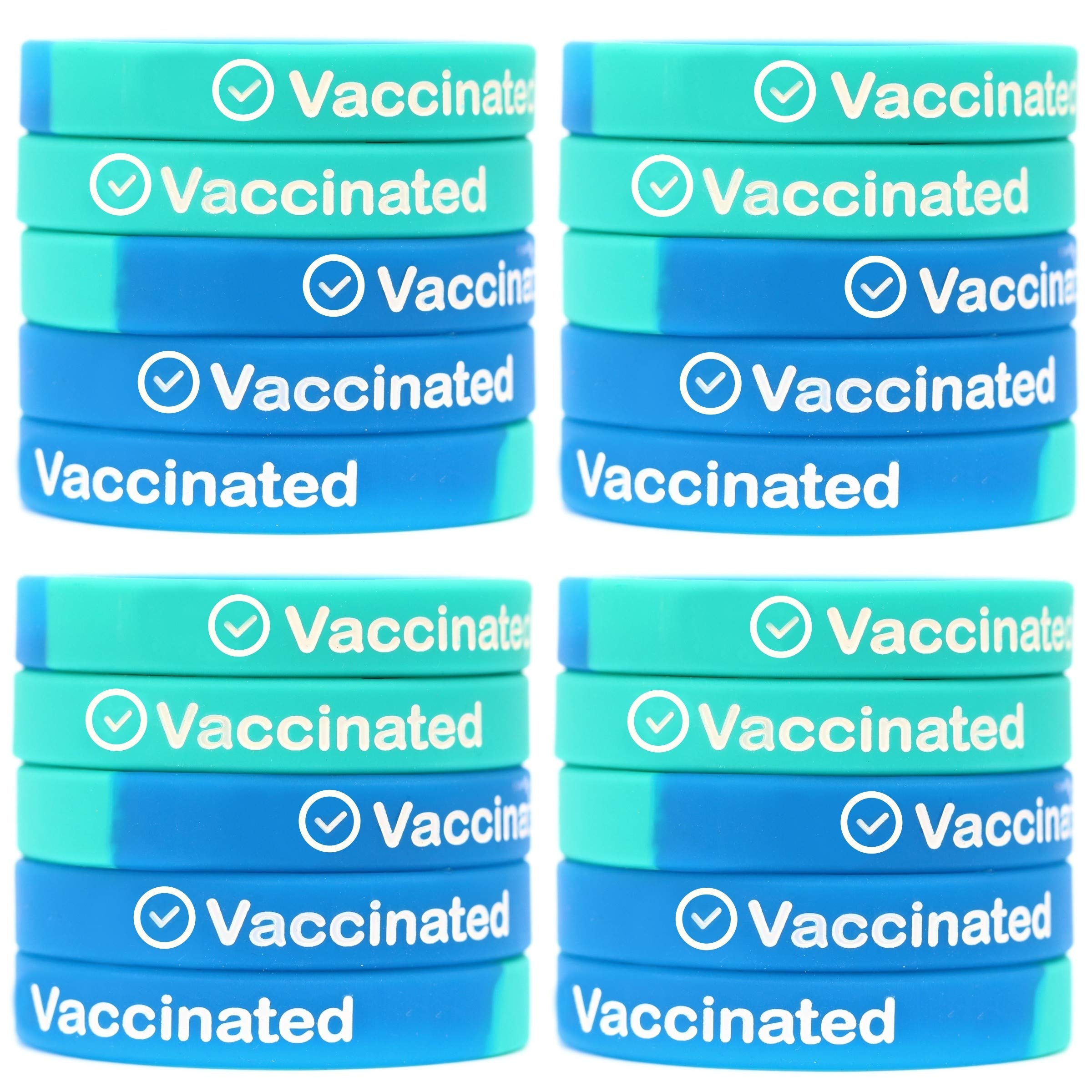 50 Pack Vaccinated Bracelets - Waterproof & Adjustable Silicone Wristbands for Events, Parties, and Medical ID - Perfect for Vaccination Proof, Health Awareness, and Fundraisers